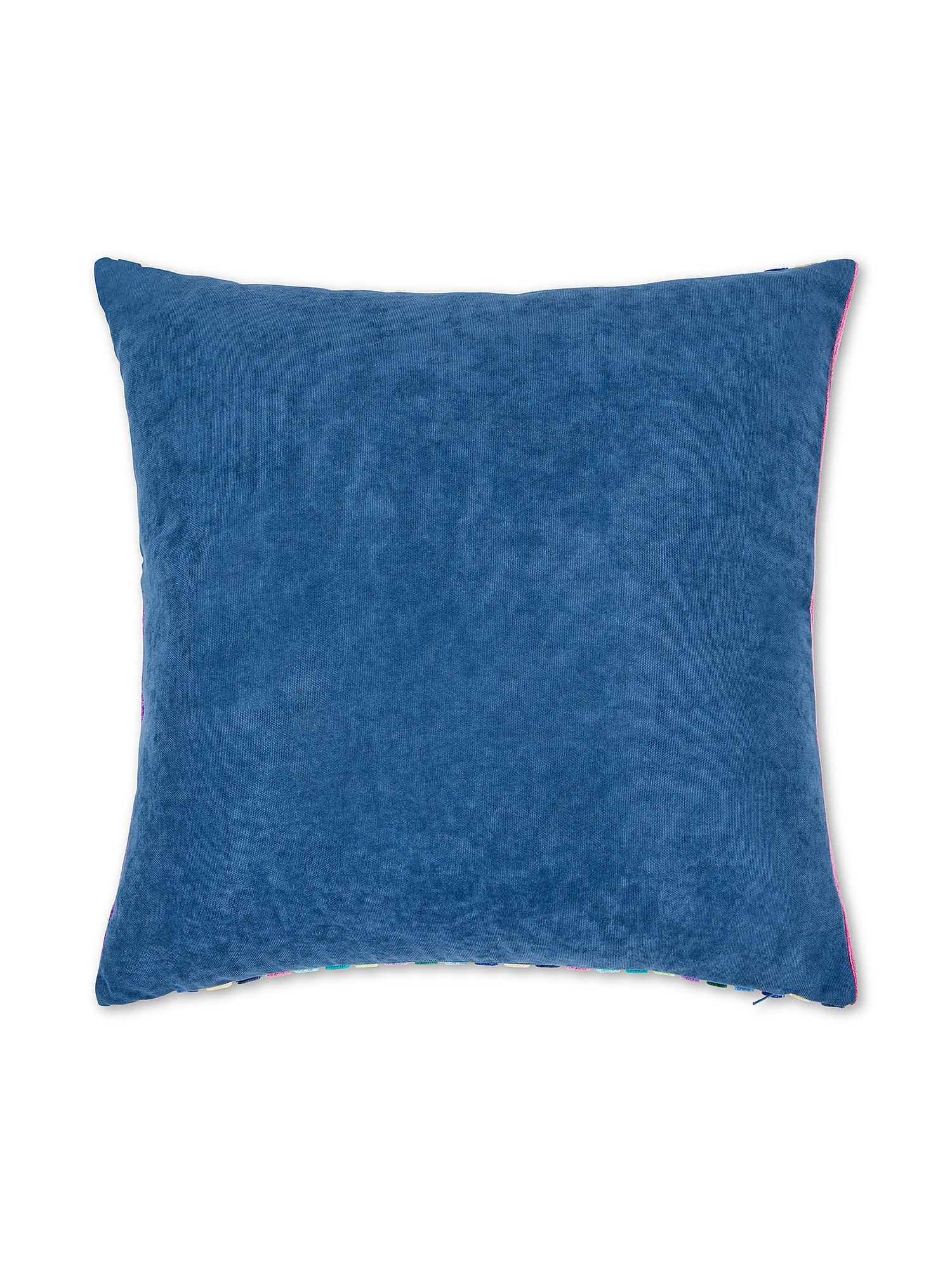 Cuscino 43x43 cm in velluto jacquard a righe, Azzurro, large image number 2