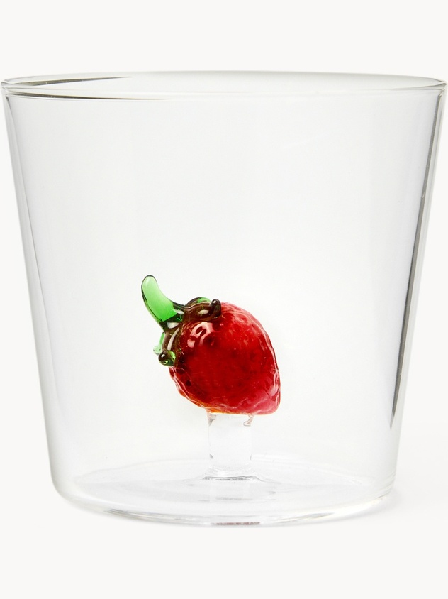 Bicchiere in vetro borosilicato dettaglio fragola