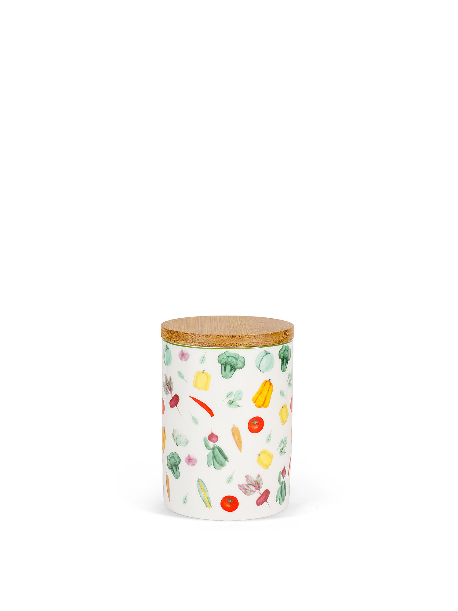 Jar in new bone china with vegetable motif, White, large image number 0
