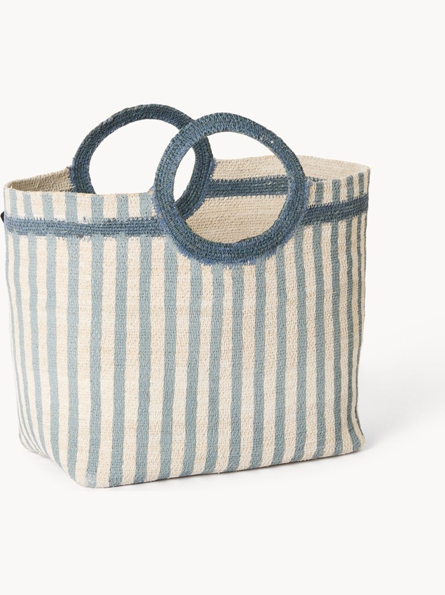 Cesto con manici intrecciato e dipinto a mano