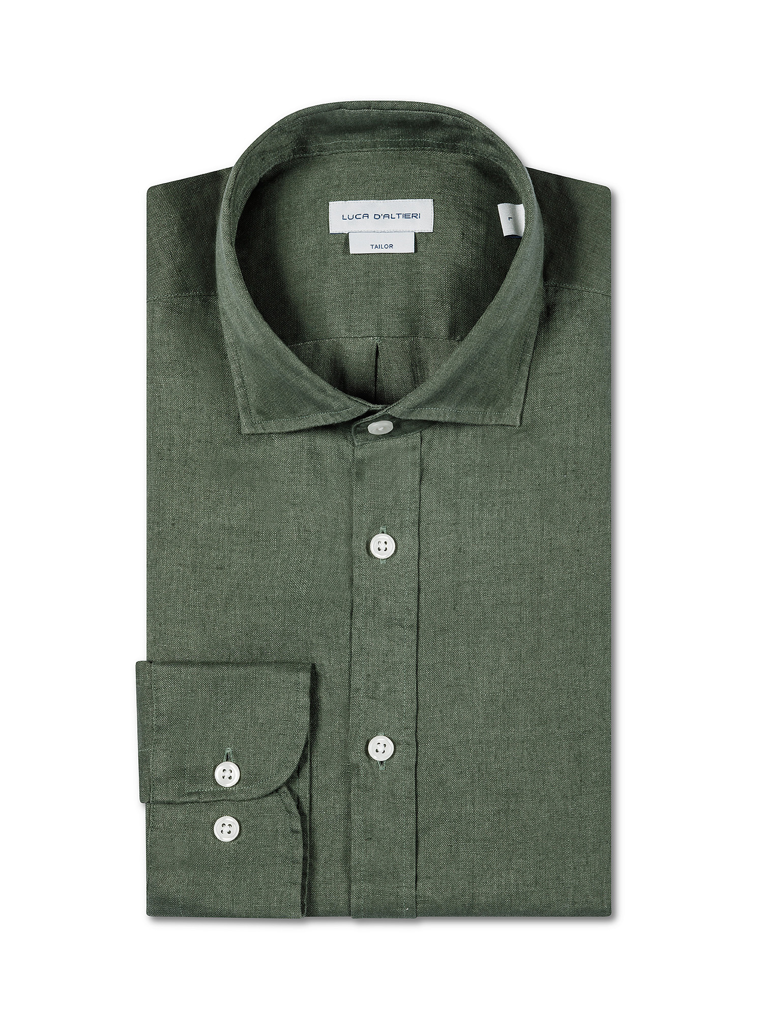 Luca D'Altieri - Camicia tailor fit in puro lino, Verde, large image number 2