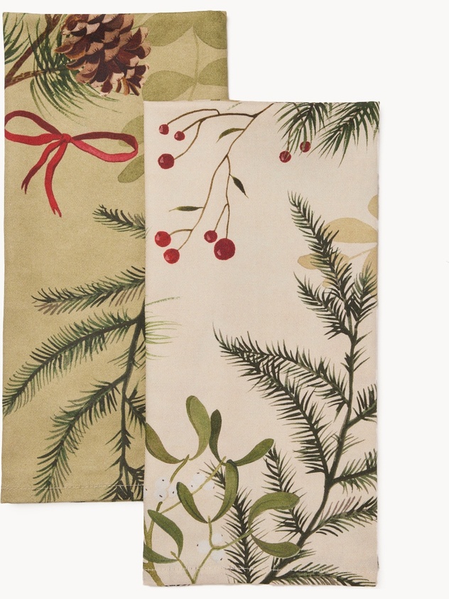 Set 2 strofinacci in cotone stampa pigne
