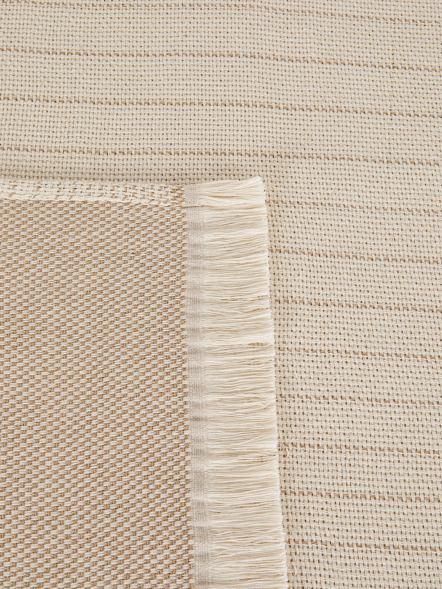 Pure cotton striped plaid, Beige, large image number 1