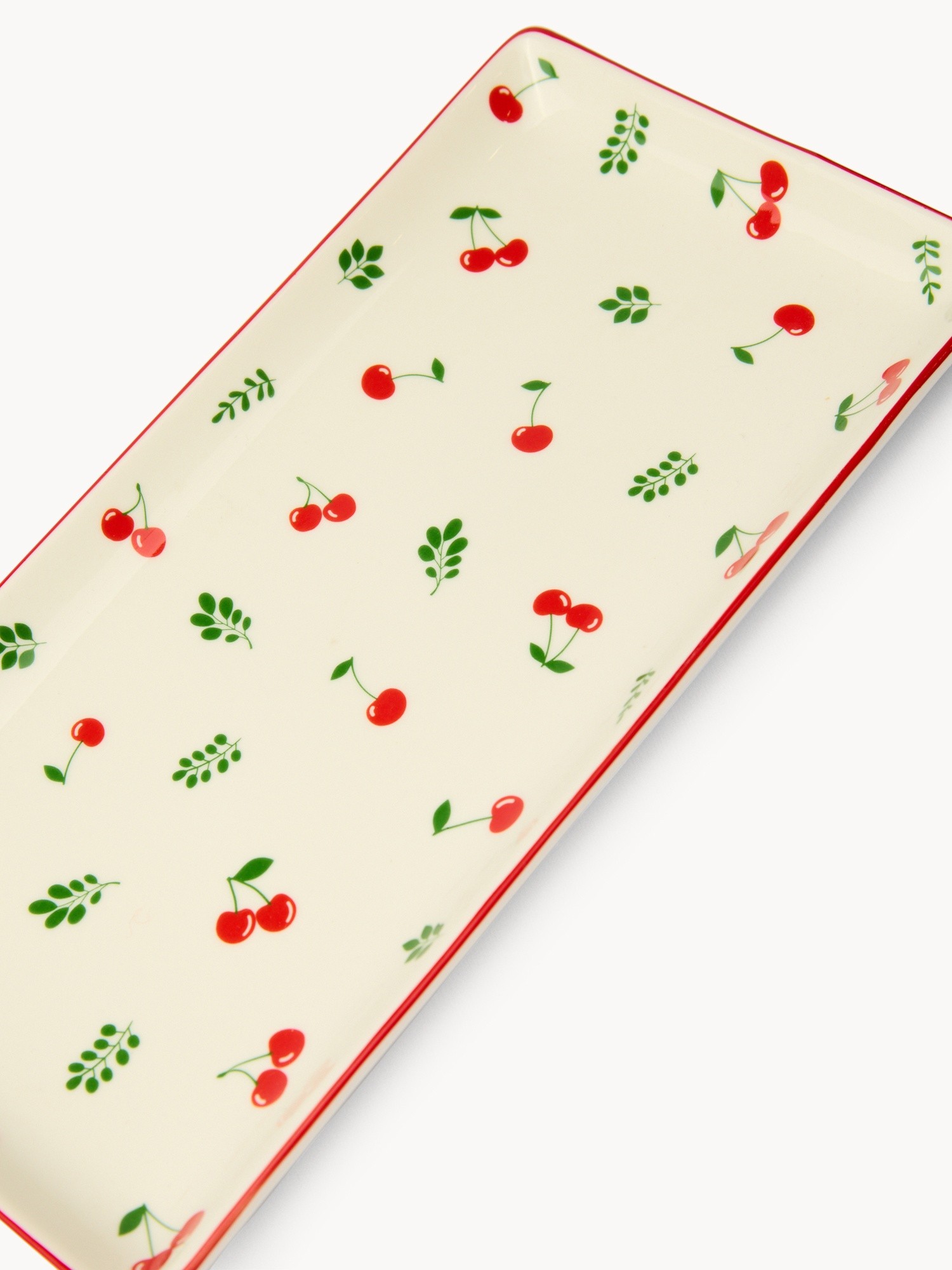 Piatto in new bone china motivo ciliegie - Prezzo di lancio, Bianco, large image number 1