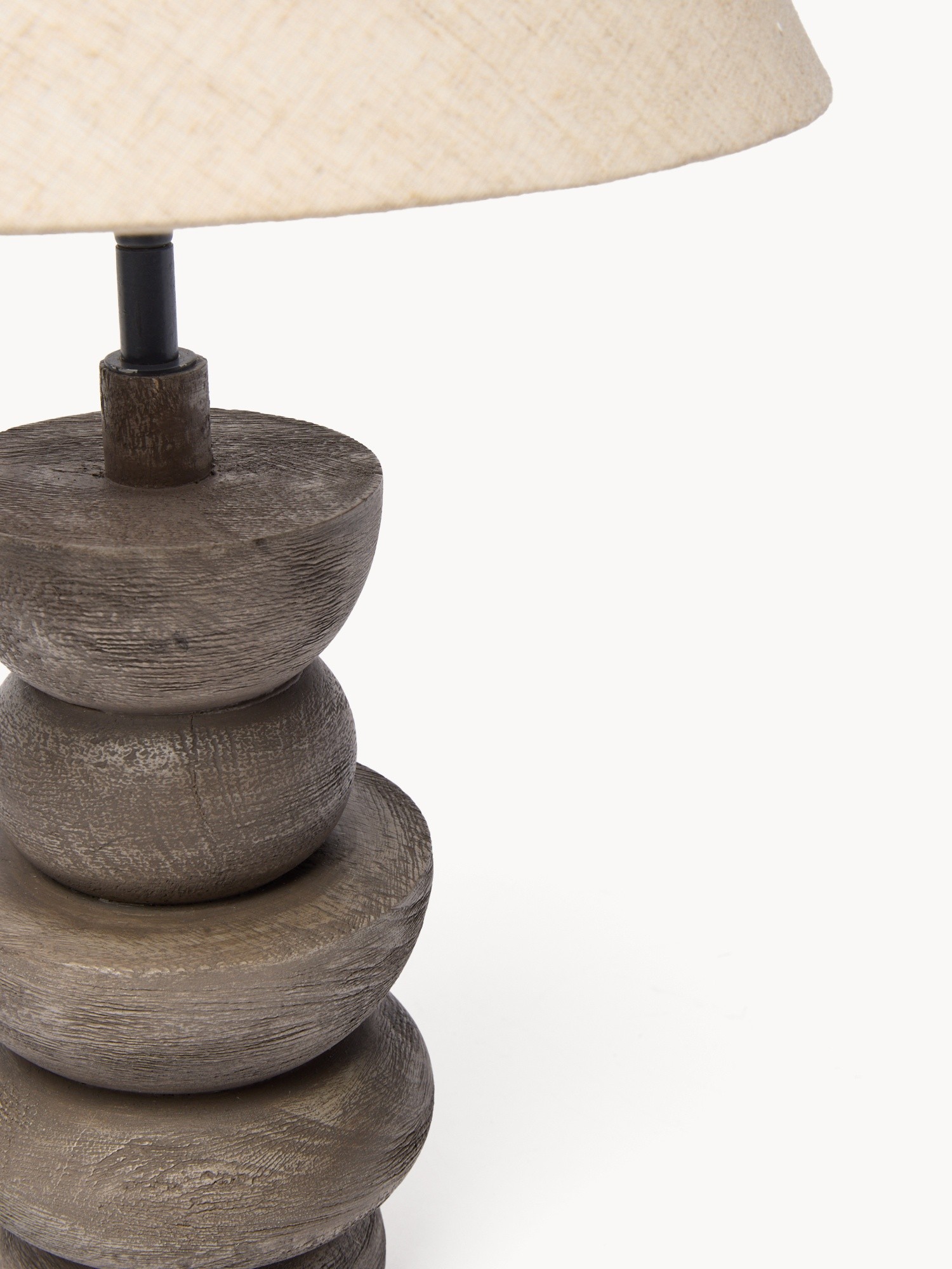 Lampada da tavolo in legno di mango e cotone Aren, Grigio, large image number 1