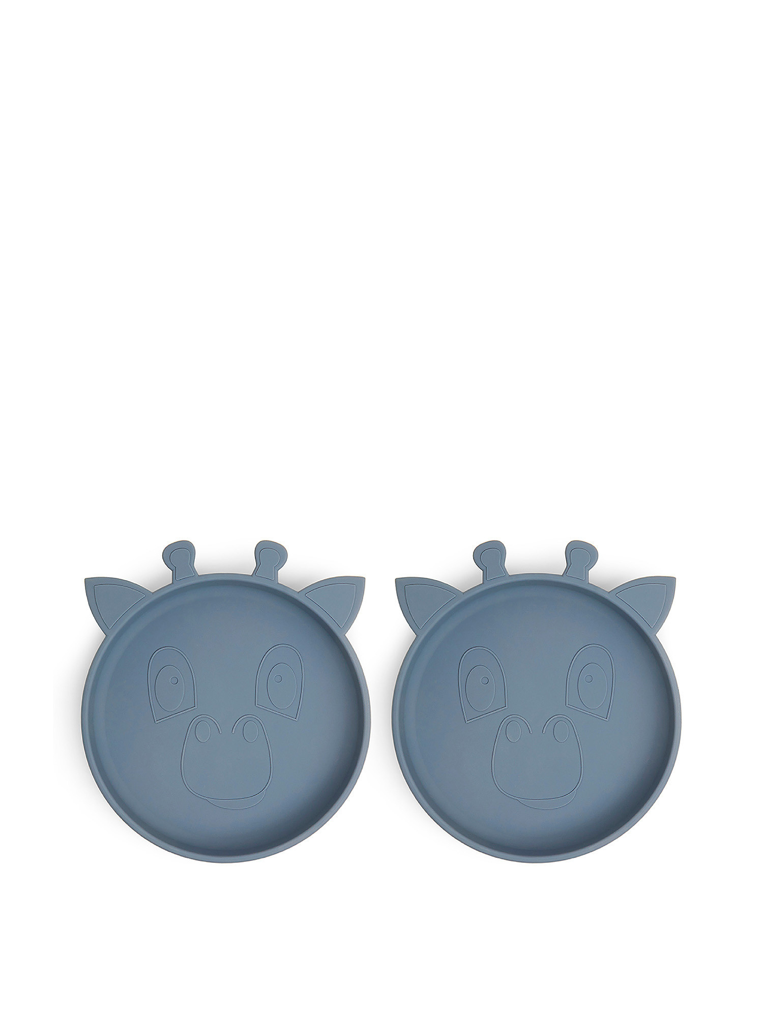 Set of 2 saucers in the shape of a giraffe in silicone, Blue, large