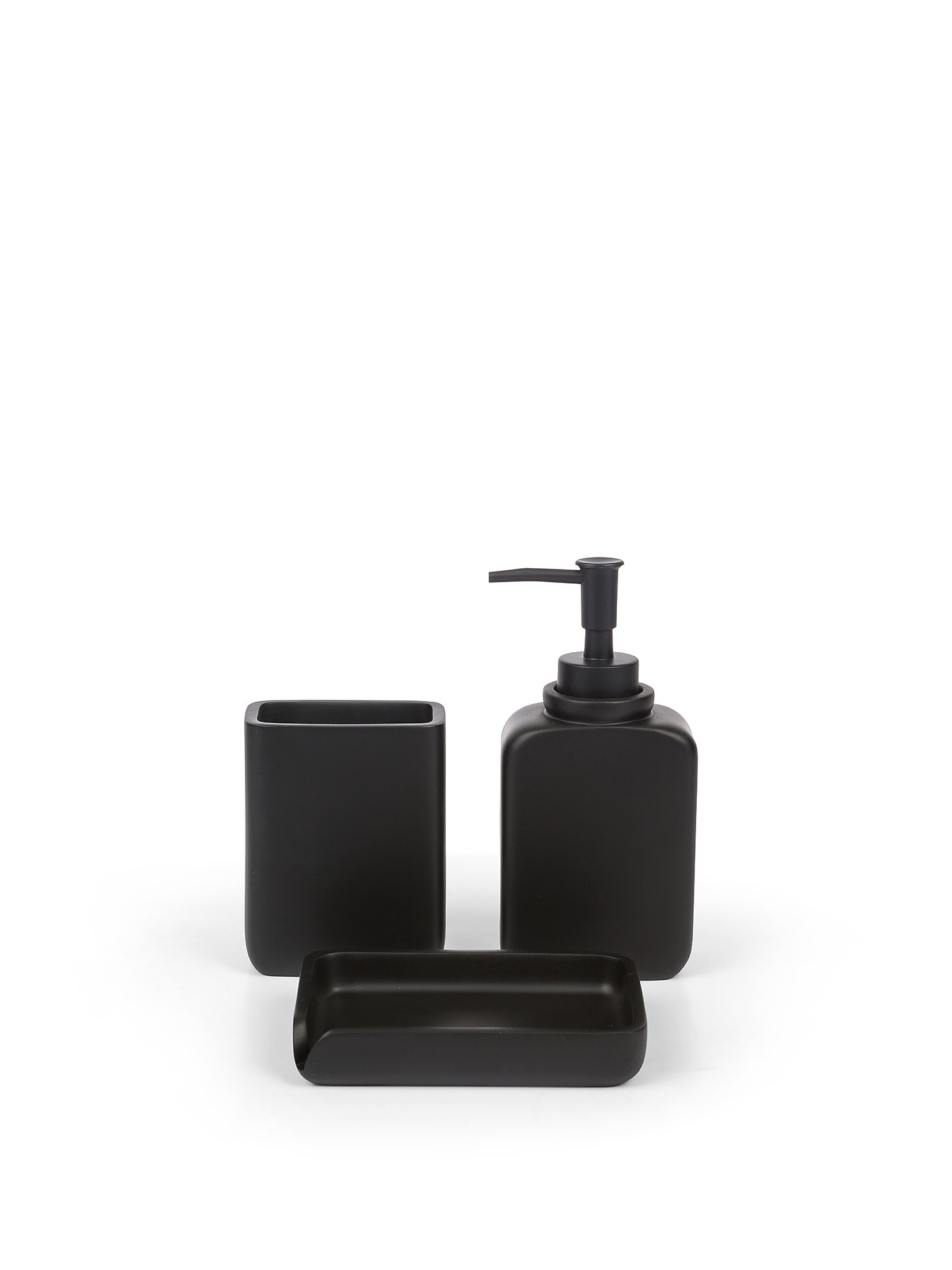 Solid color polyresin soap dispenser, Black, large image number 1