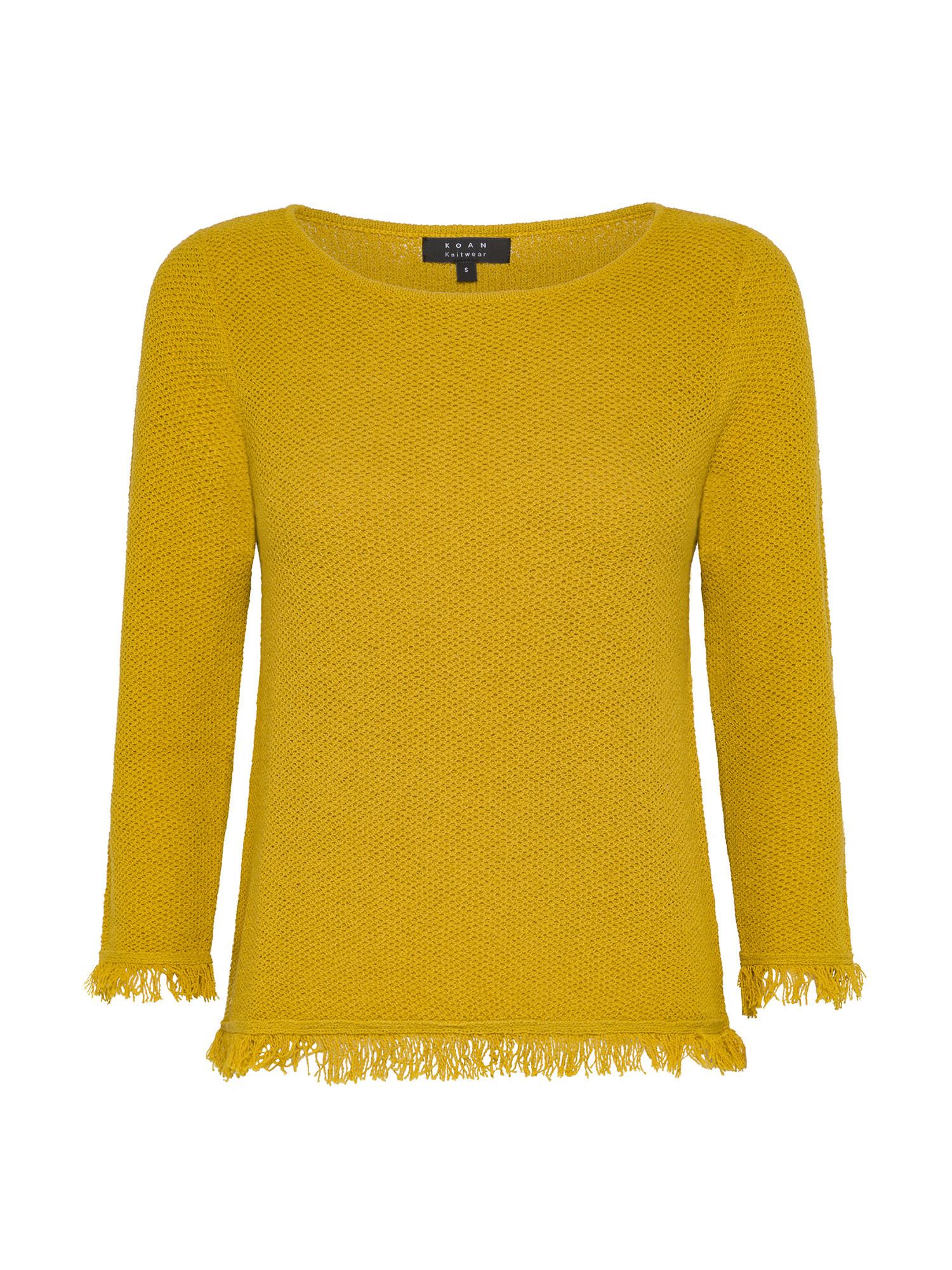 Koan - Pullover con frangette, Giallo ocra, large image number 0