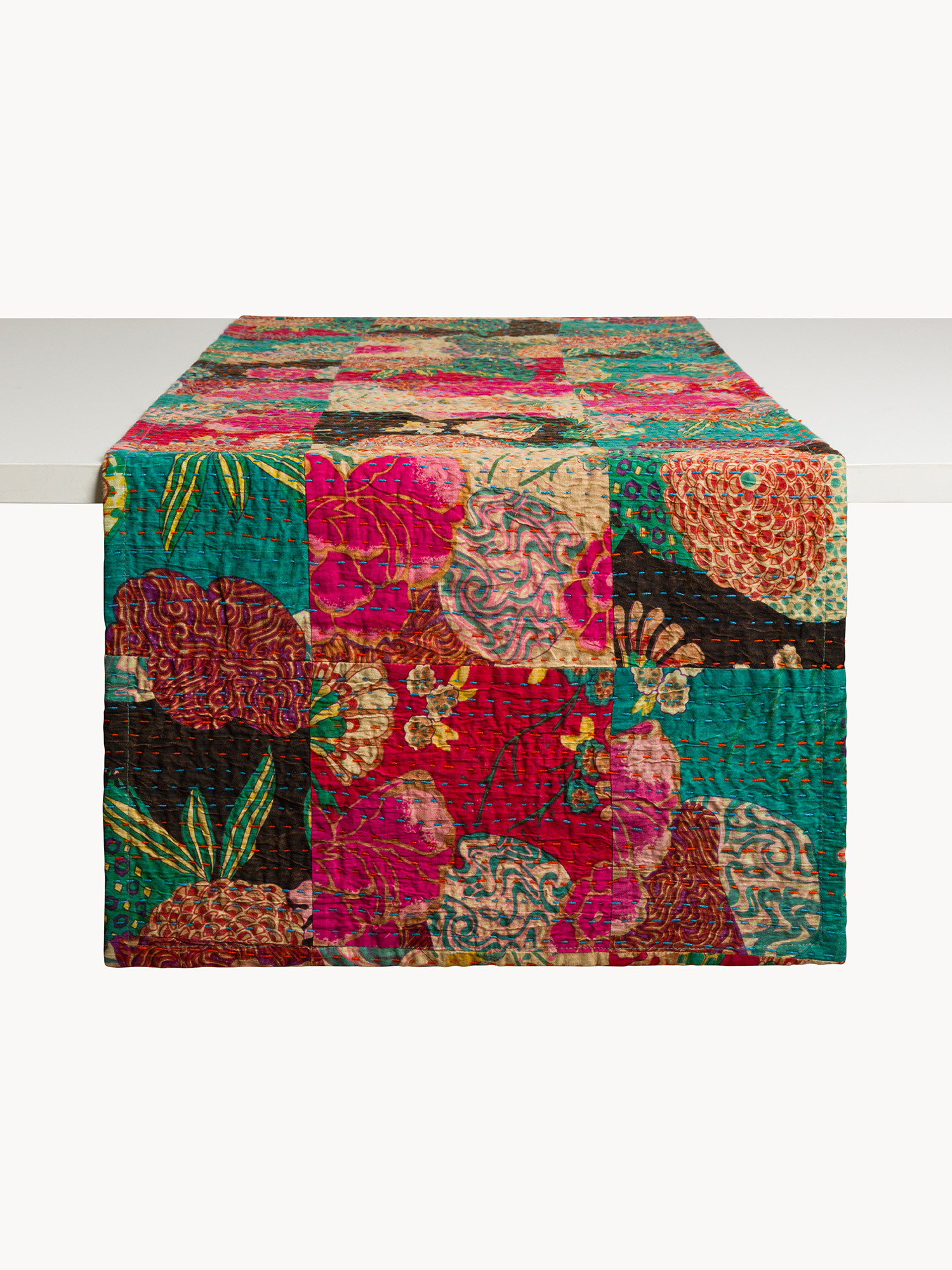 Pure cotton Kantha table runner, Multicolor, large image number 1