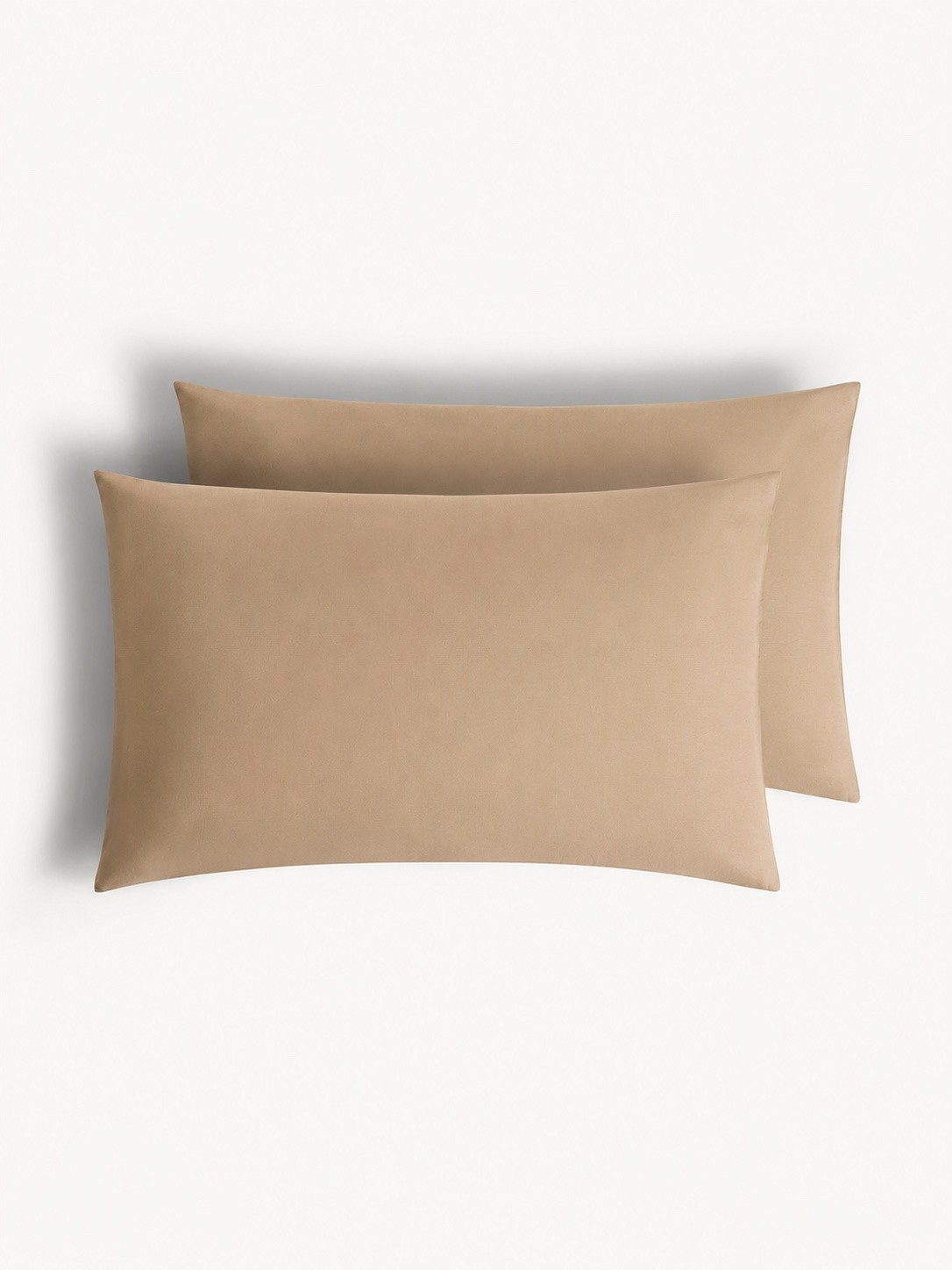Set of 2 Solid-Color Percale Cotton Pillowcases - Introductory Price, Beige, large image number 0