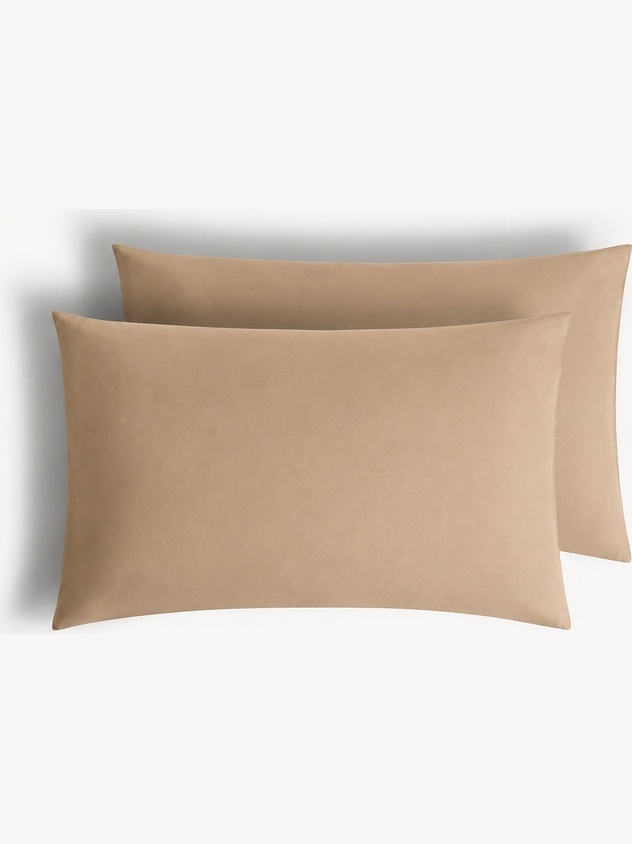 Set of 2 Solid-Color Percale Cotton Pillowcases - Introductory Price