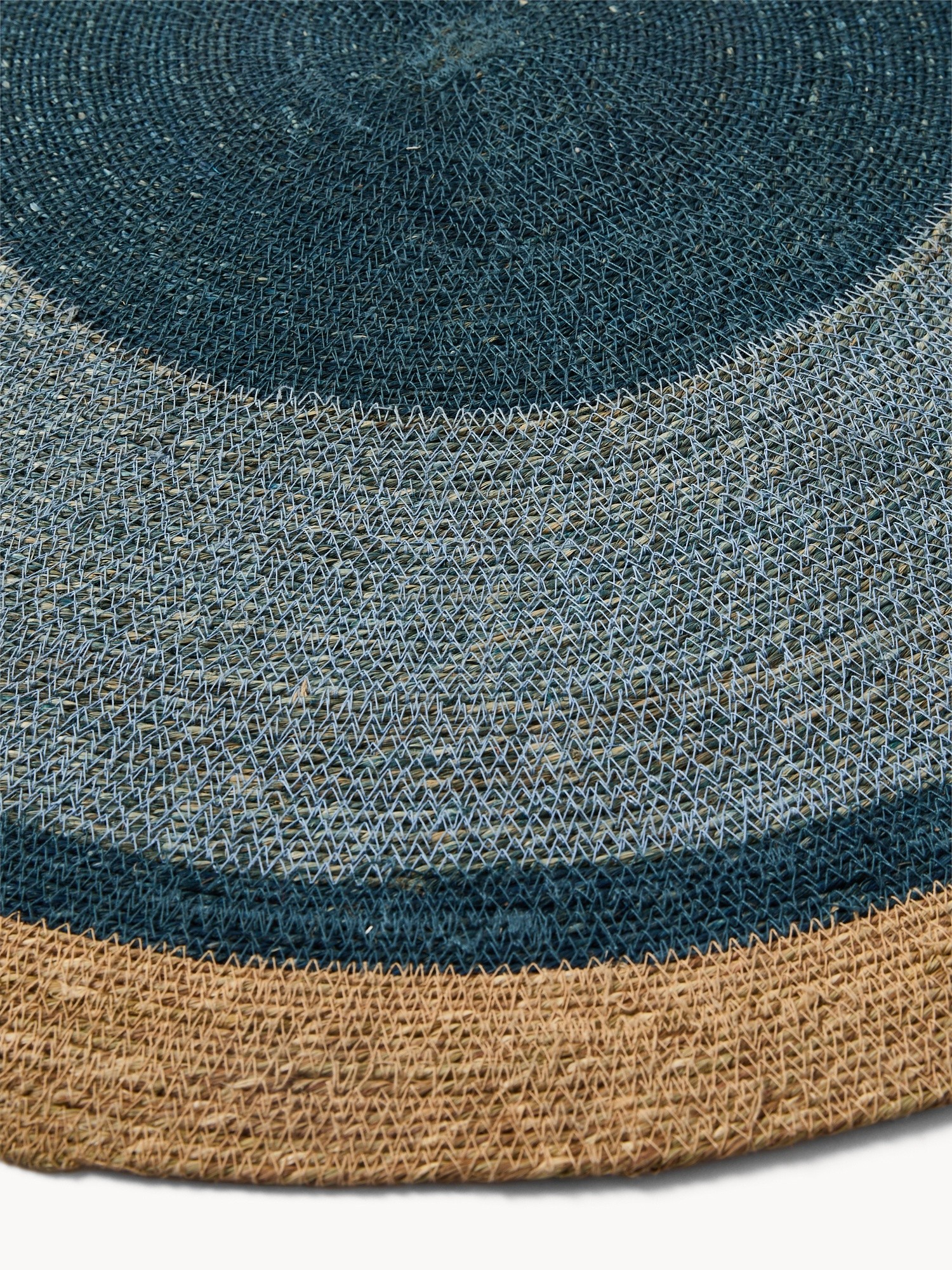 Tappeto rotondo in juta, Bianco/Blu, large image number 1