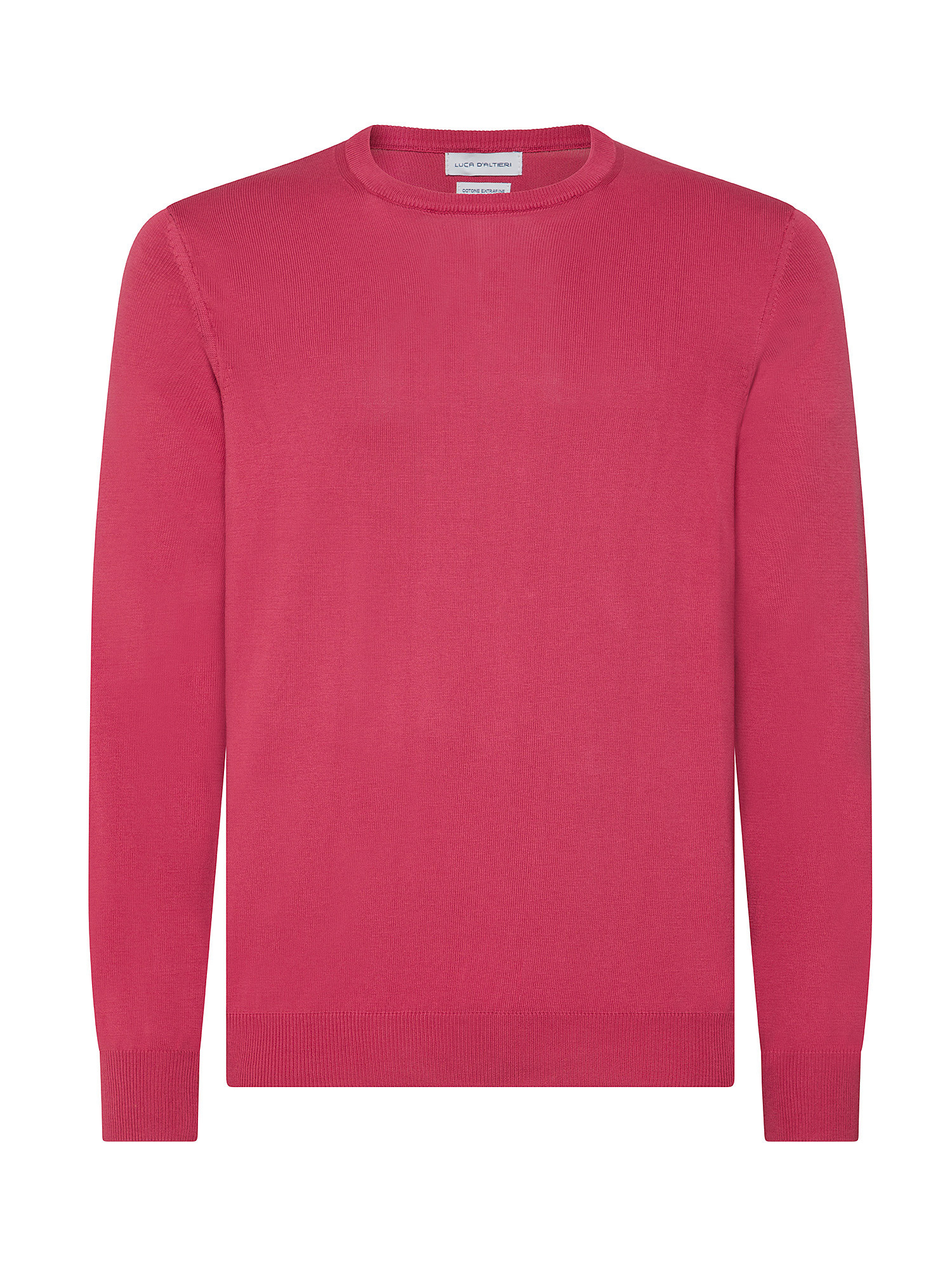 Luca D'Altieri - Crew neck sweater in extrafine pure cotton, Pink Fuchsia, large image number 0