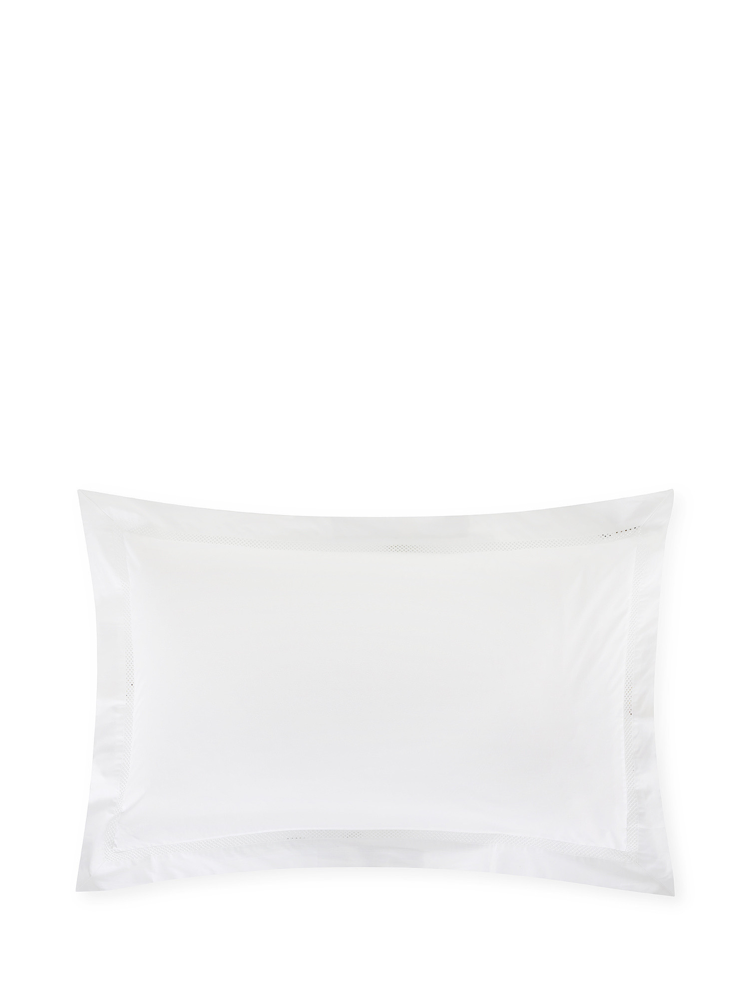 Portofino pillowcase in 100% cotton percale with drawn thread work, White, large image number 0