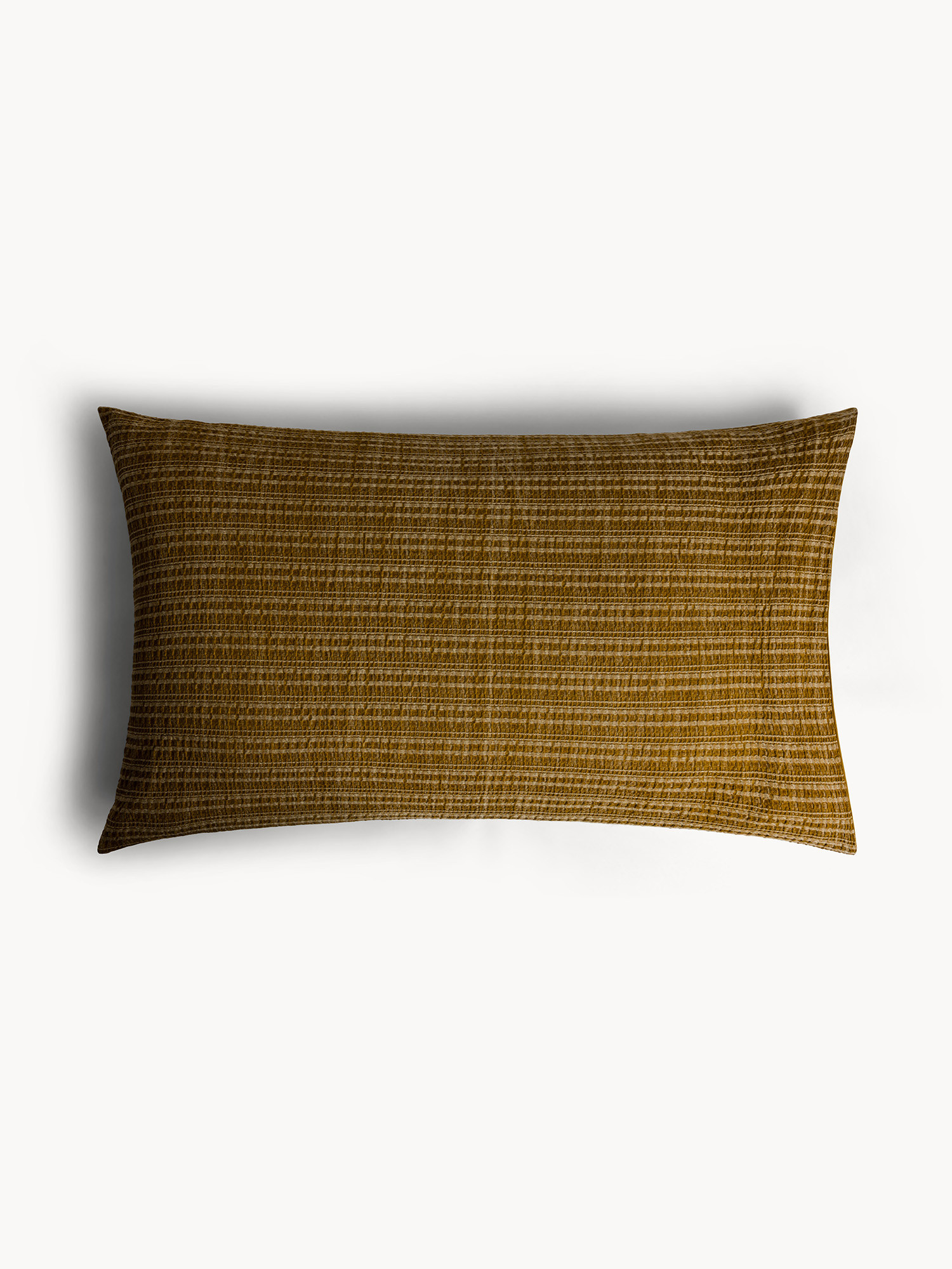 Federa in puro cotone lavato con lavorazione waffle, Giallo ocra, large image number 0