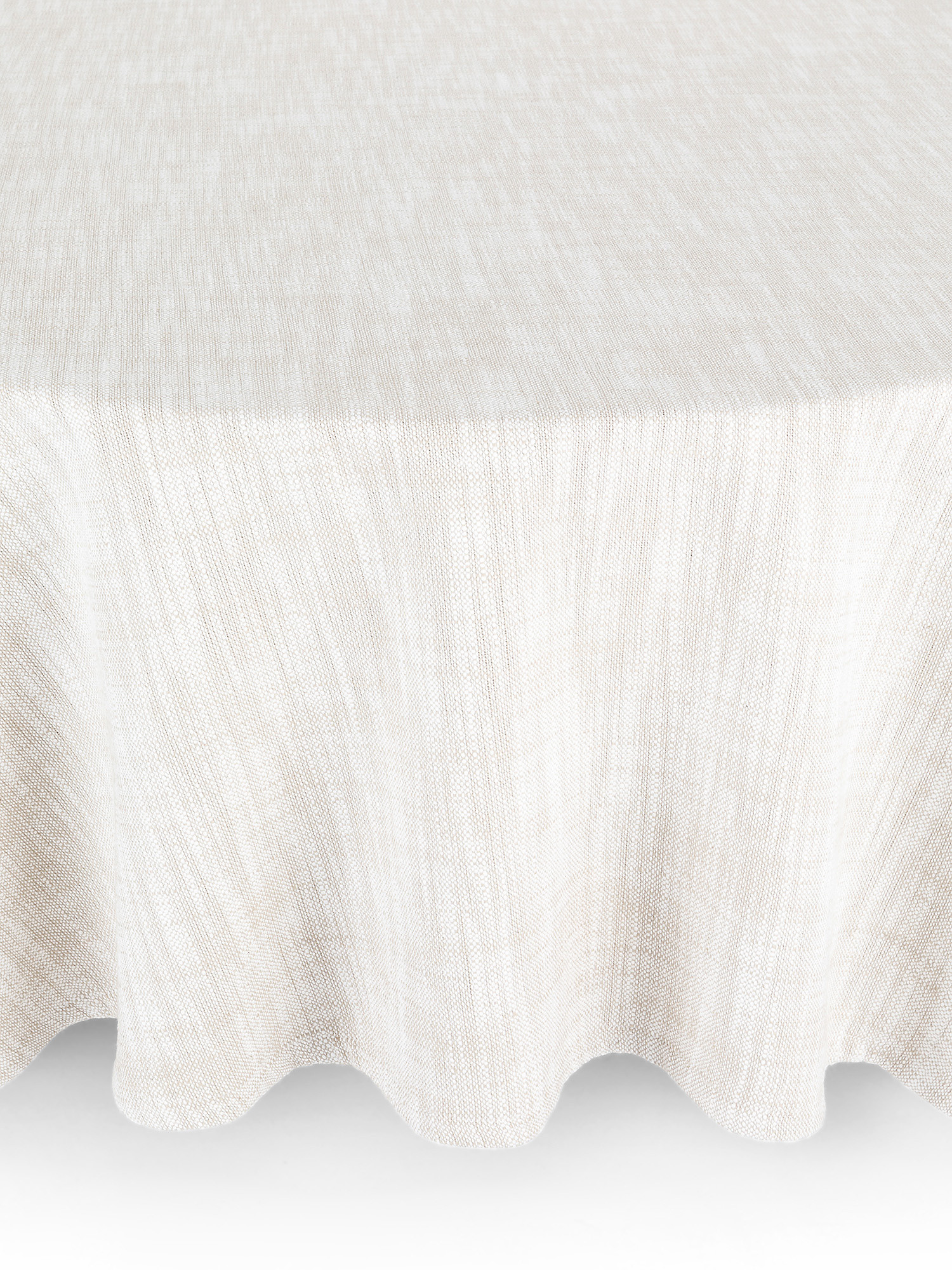 Round solid colour tablecloth in 100% iridescent cotton, Light Beige, large image number 0