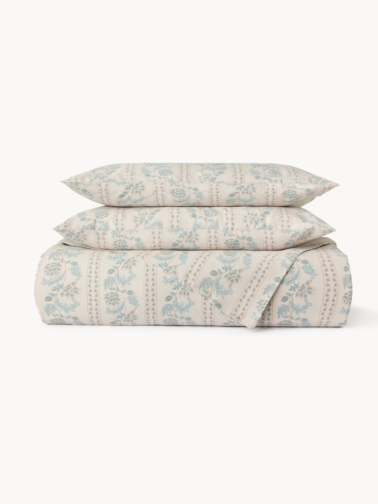 Floral Pattern Cotton Sateen Sheet Set - Discounted Price, Beige, large image number 0