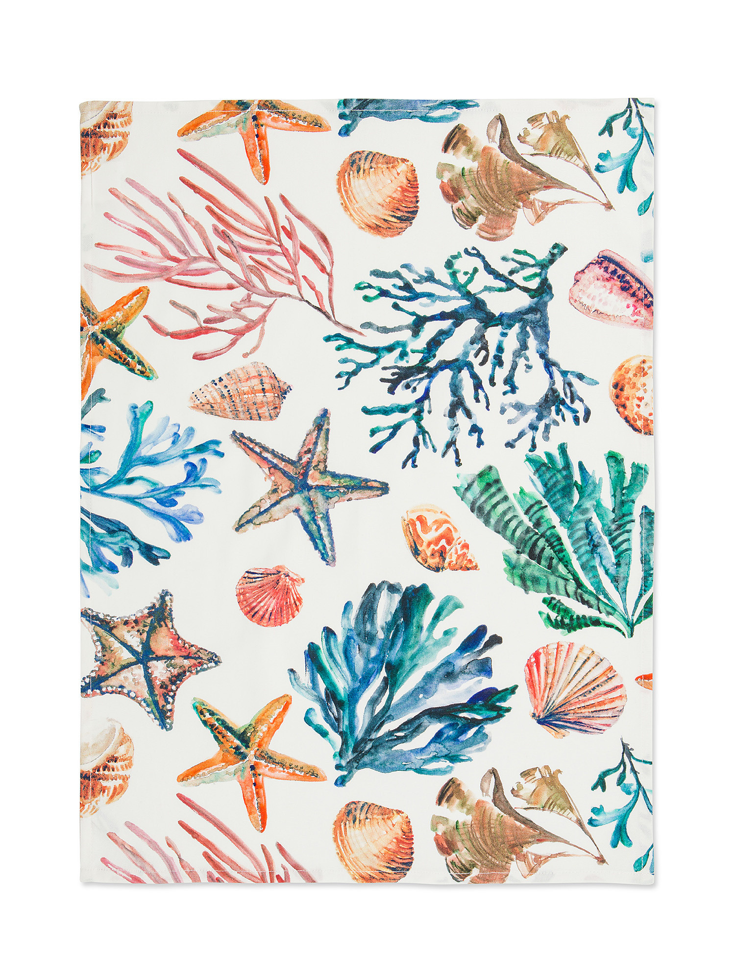 Set of 2 100% cotton tea towels with marine print, White, large image number 1