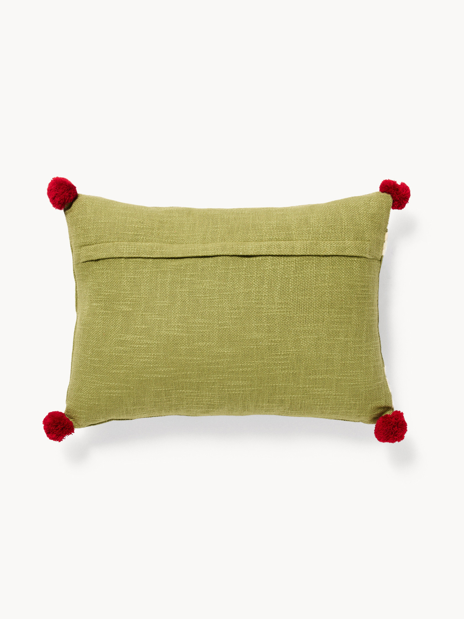 Cuscino 35x50 ricamo family con pompon, Verde, large image number 1