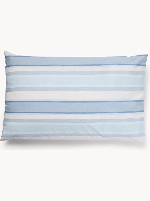 Striped cotton percale pillowcase