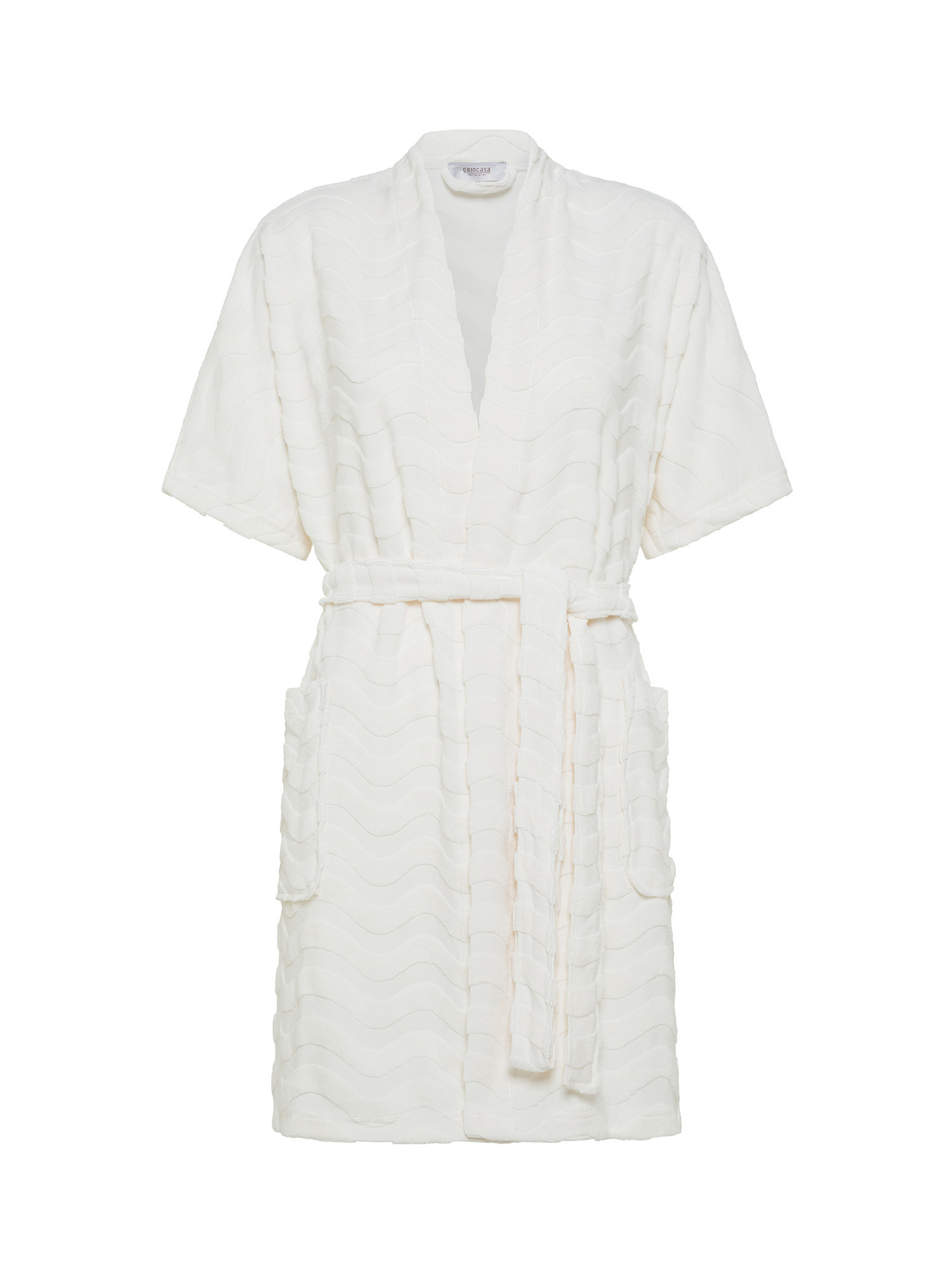 Jacquard knit kimono bathrobe, White Milk, large image number 0