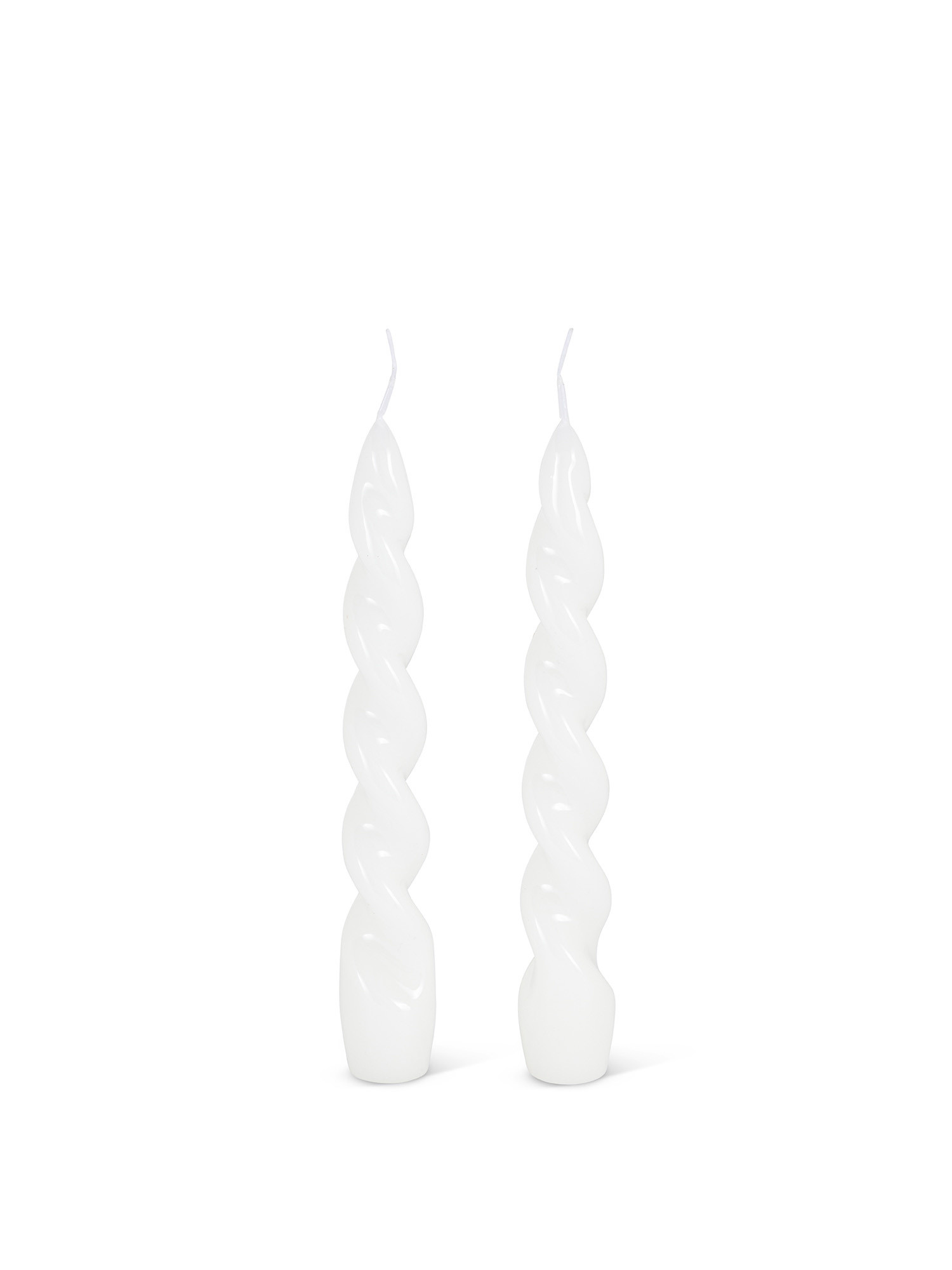 Set of 2 torchon candles in lacquered wax made in Italy, White, large image number 0