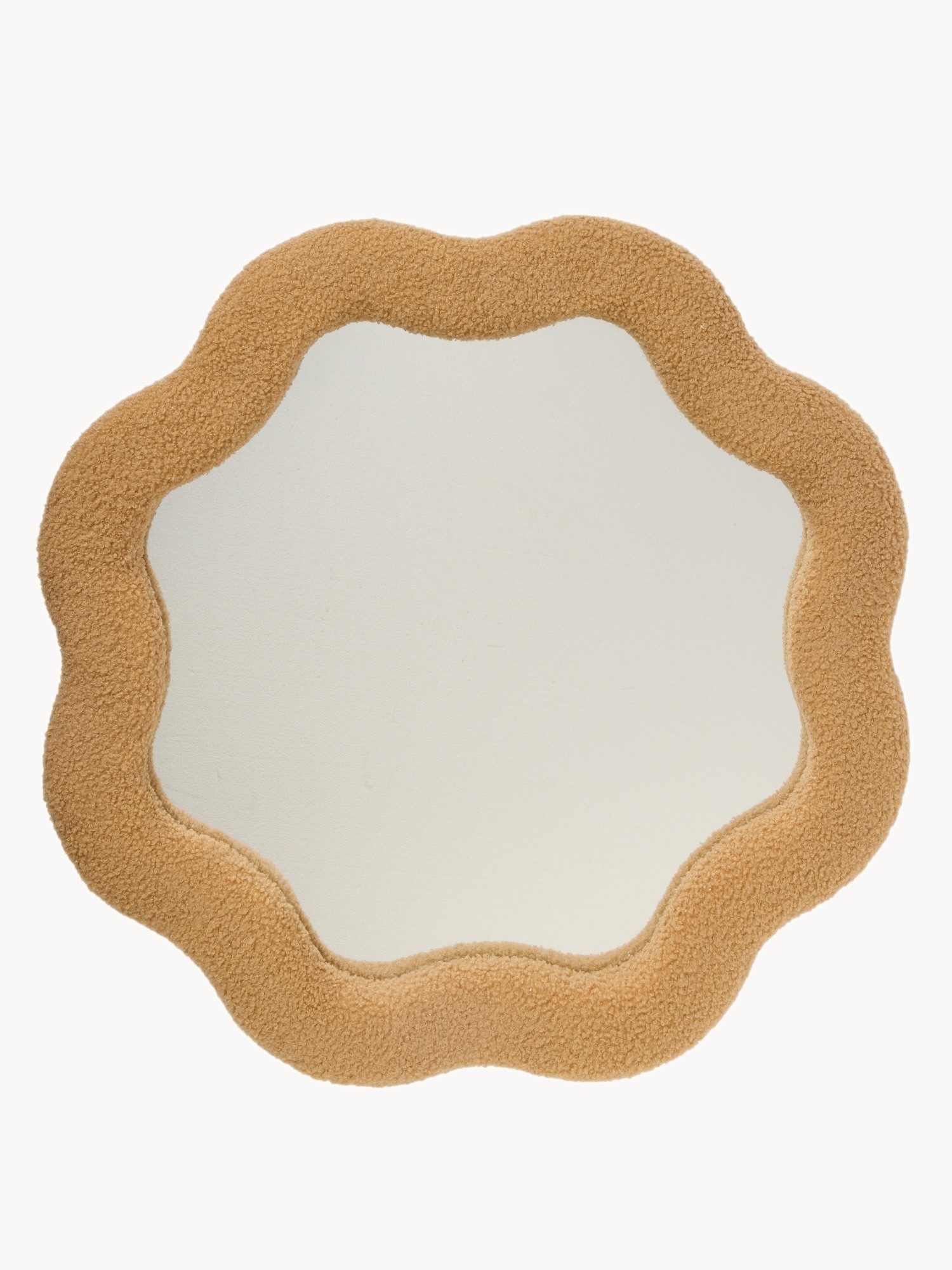 Mirror with teddy-effect fabric frame, Light Brown, large image number 0