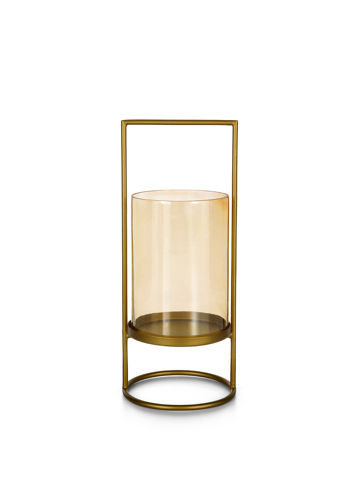 Antivento con struttura in ottone dorato e cilindro in vetro, Oro, large image number 0