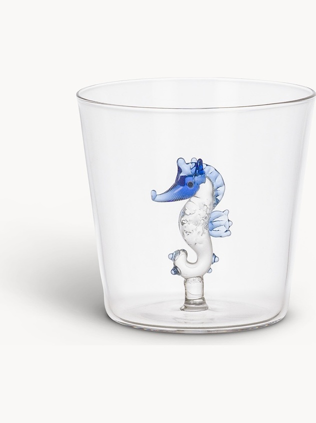 Bicchiere in vetro borosilicato dettaglio cavalluccio