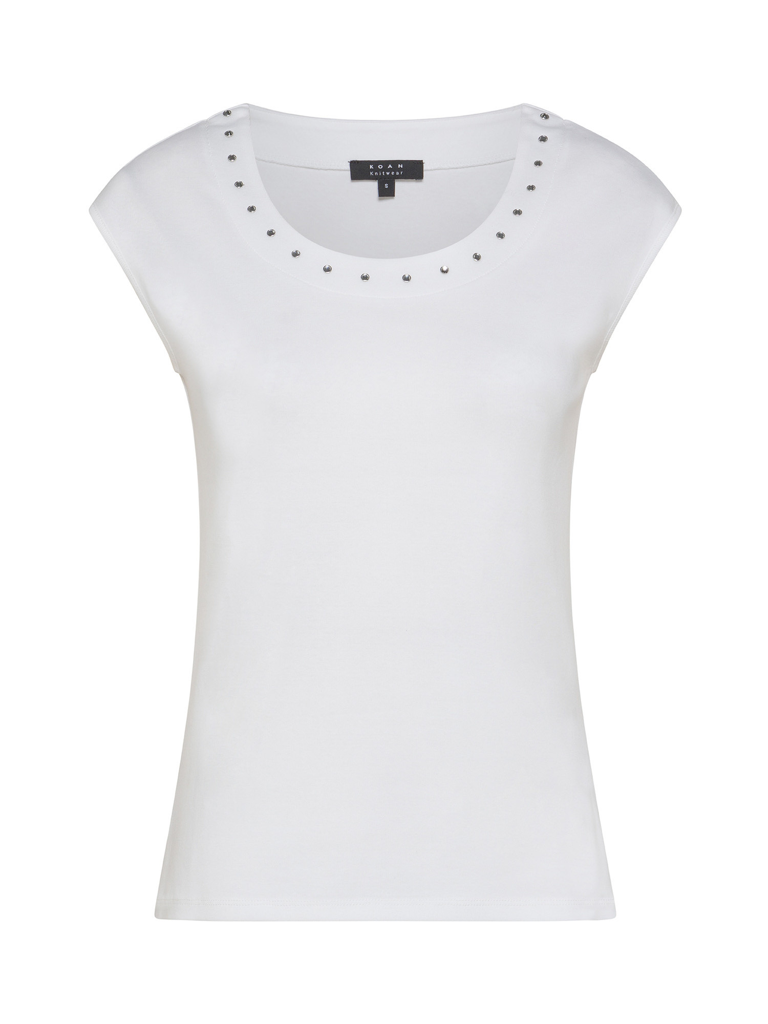 Koan - T-shirt in cotone con borchiette, Bianco, large image number 0