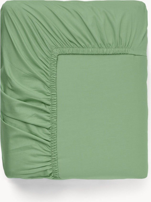 Solid-color cotton percale fitted sheet