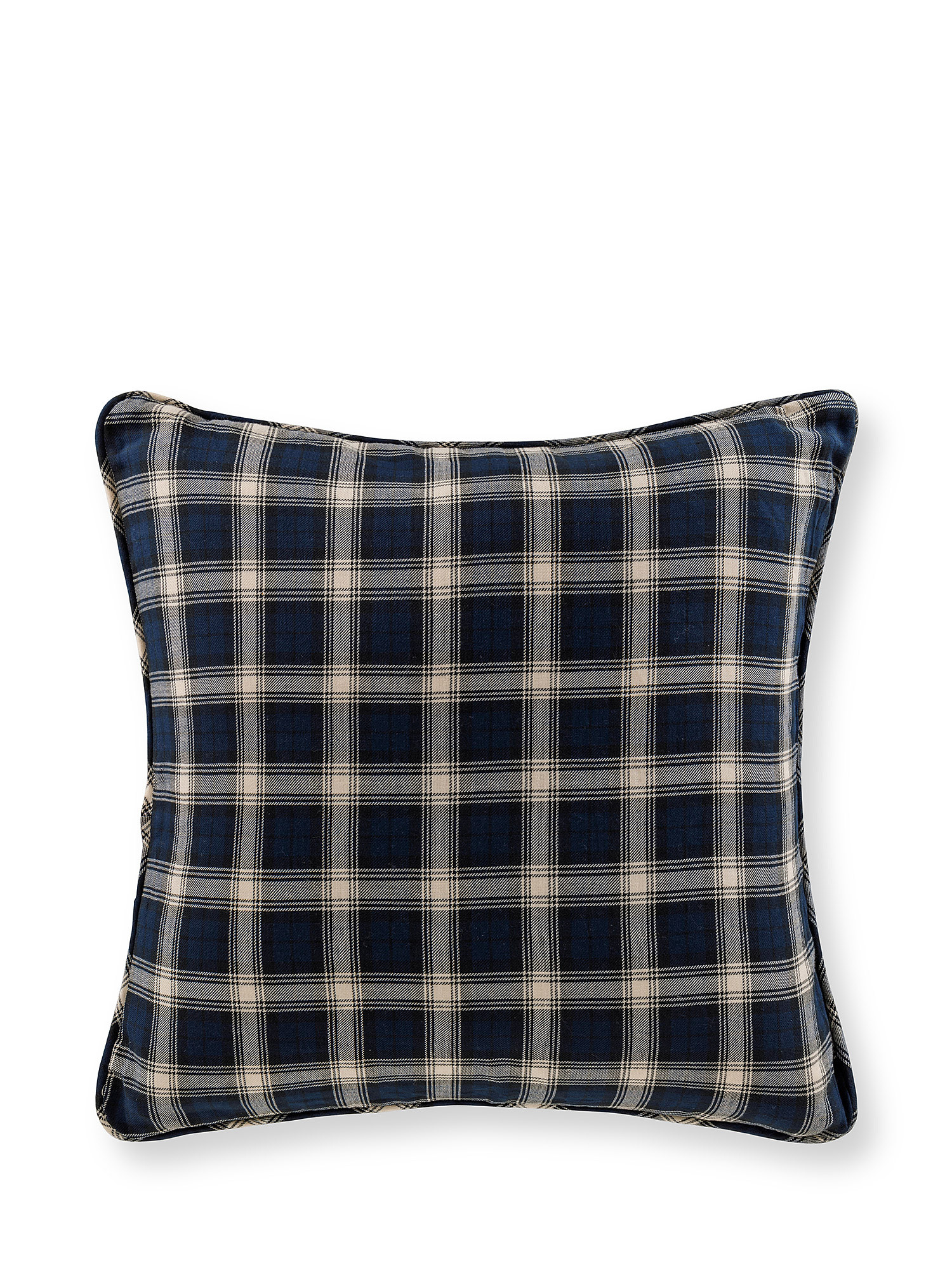 Check cotton cushion 45x45cxm, Blue, large image number 0