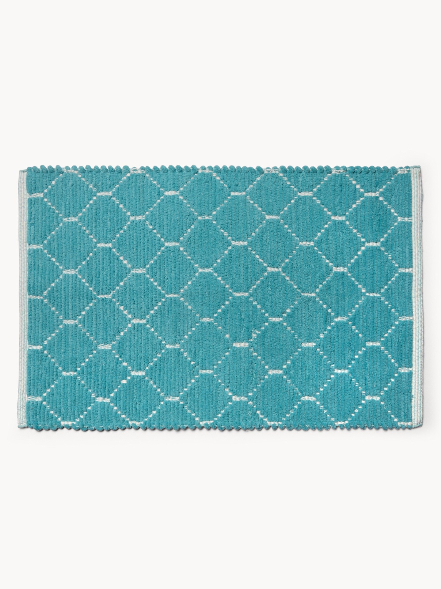 Diamond Cotton Blend Bath Mat - Introductory Price, Turquoise, large image number 0