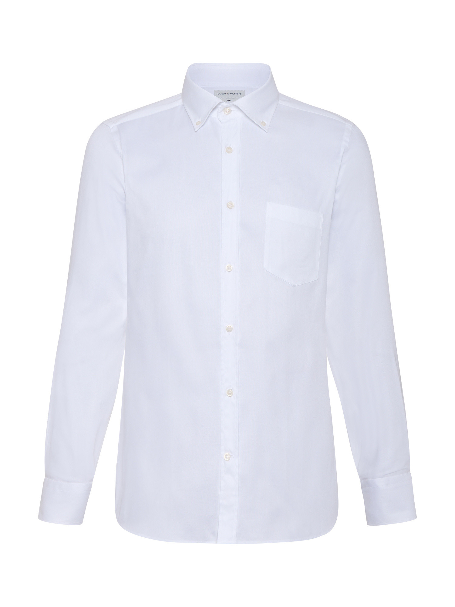 Luca D'Altieri - Camicia casual slim fit in oxford di puro cotone, Bianco, large image number 1