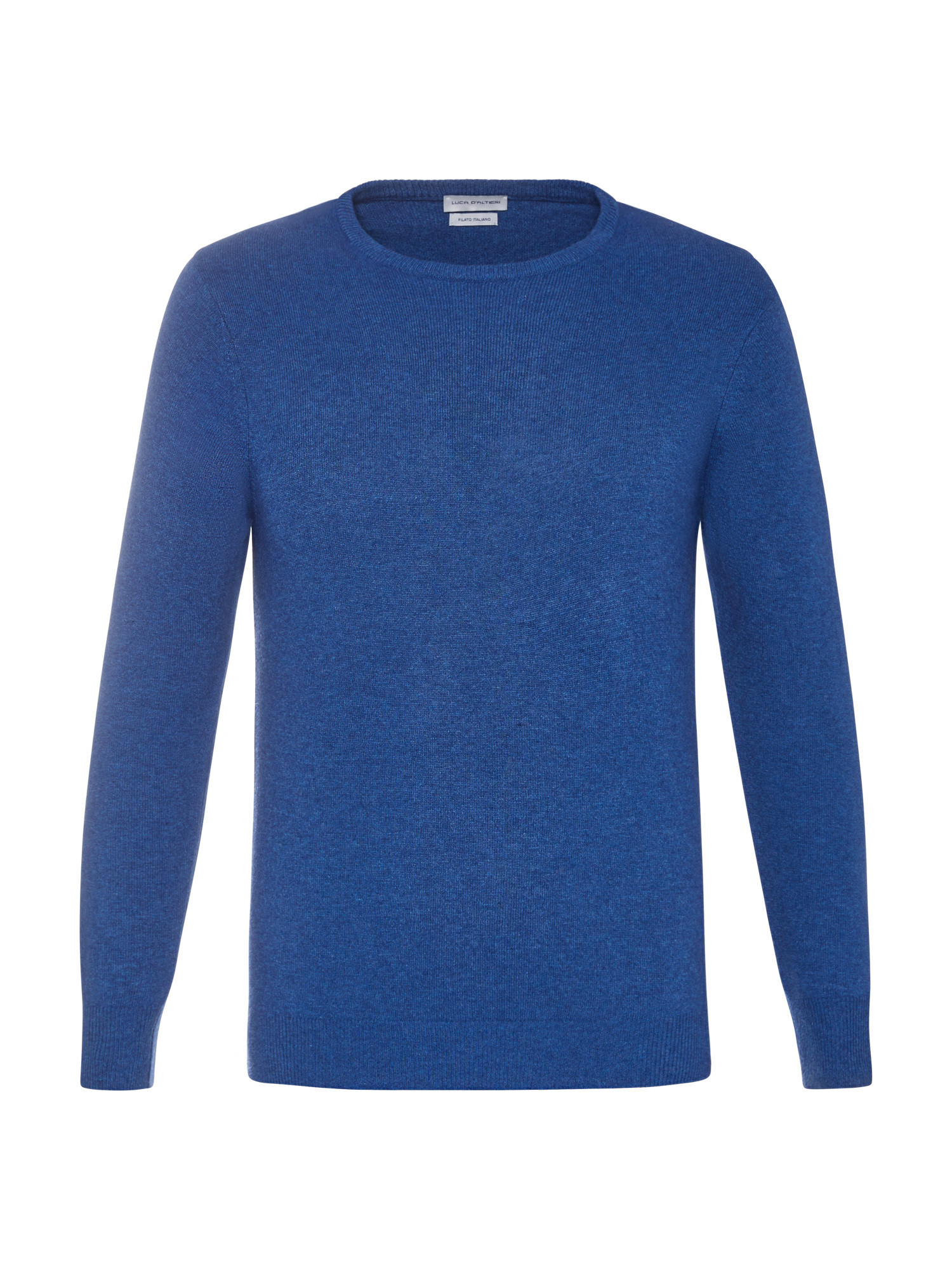 Luca D'Altieri - Cashmere Blend crew neck sweater with noble fibers, Aviation Blue, large image number 0