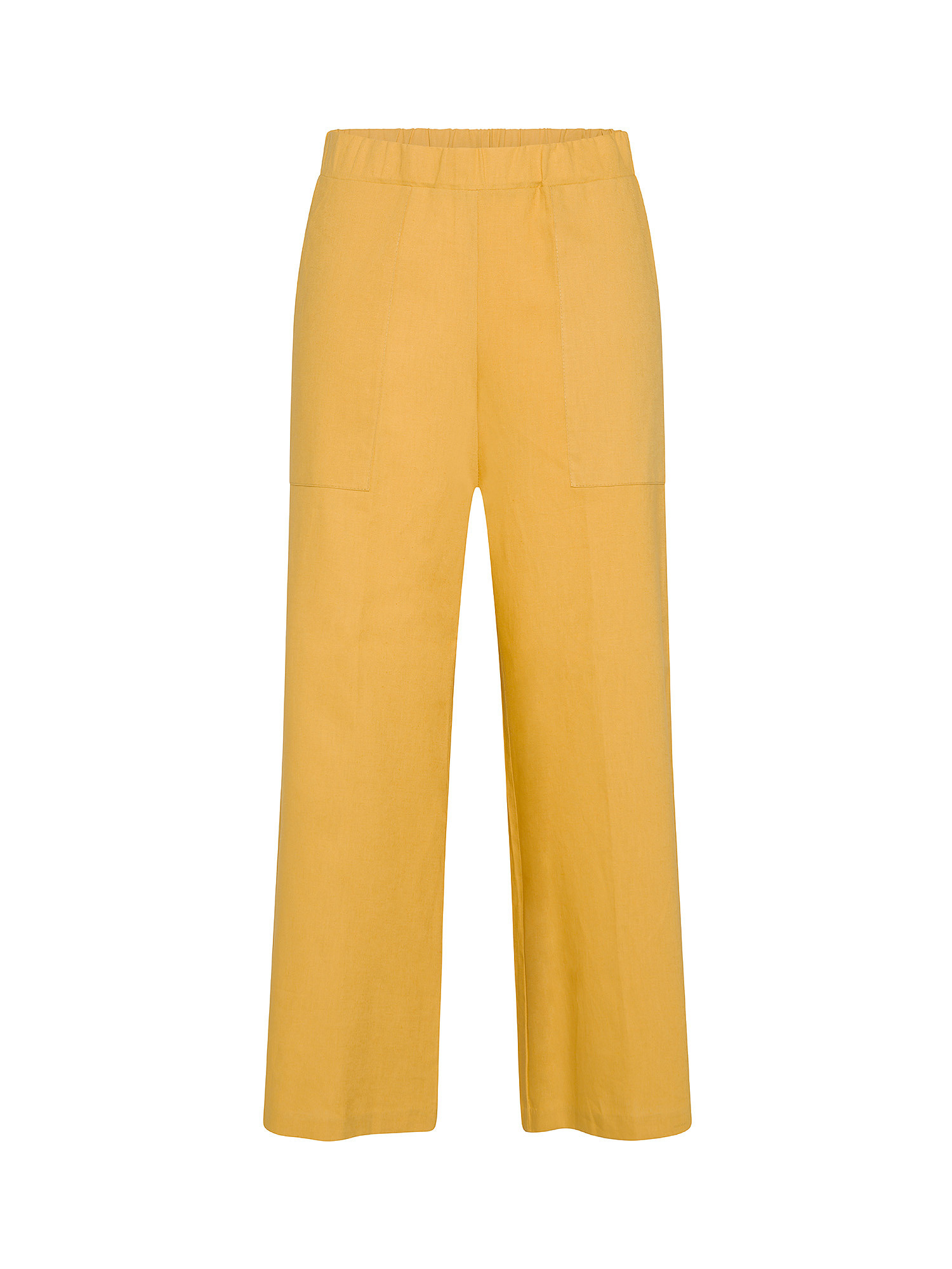 Koan - Wide-leg trousers in linen blend, Mustard Yellow, large image number 0