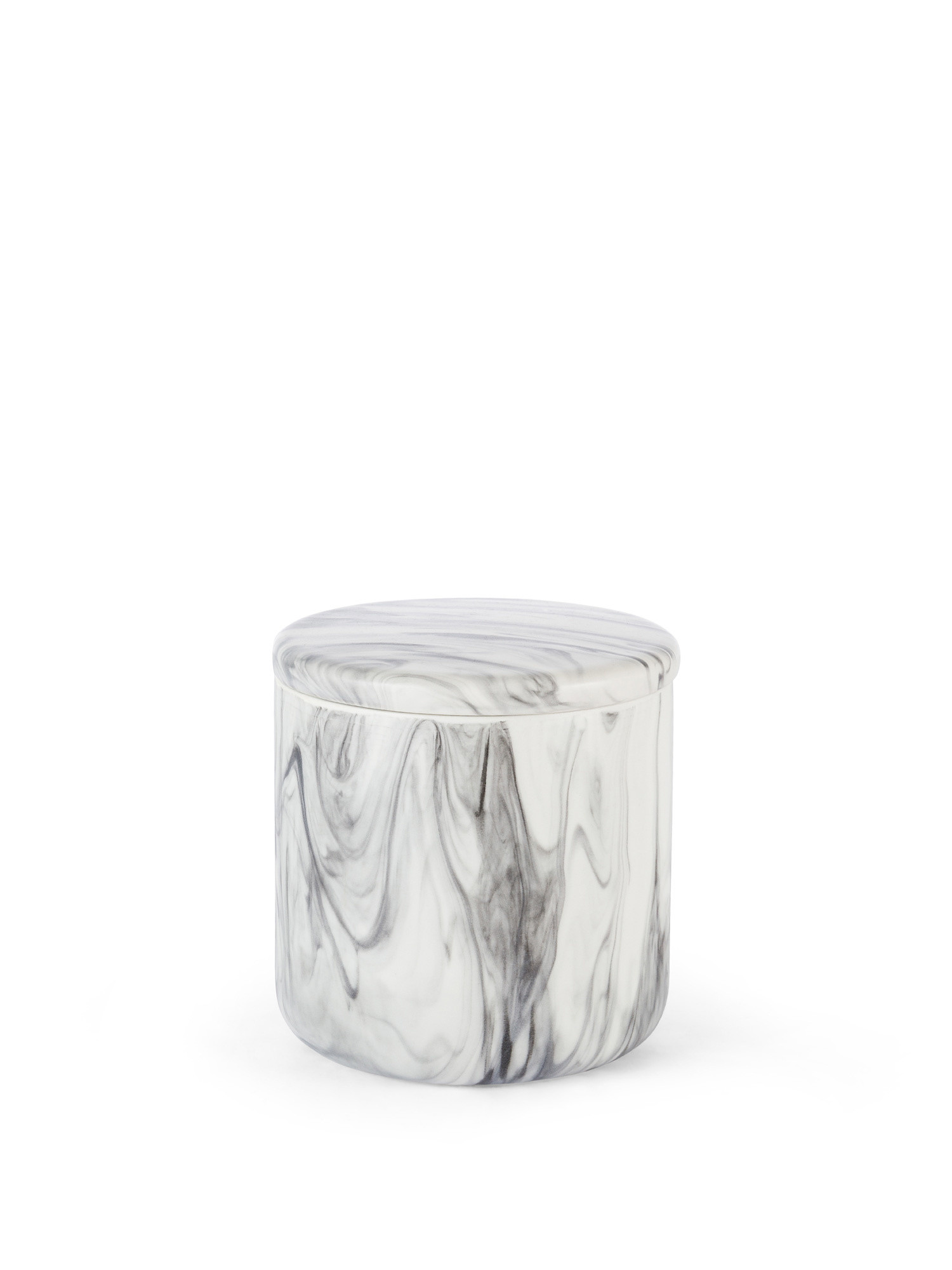 Porta cotone ceramica portoghese effetto marmo, Bianco/Nero, large image number 0