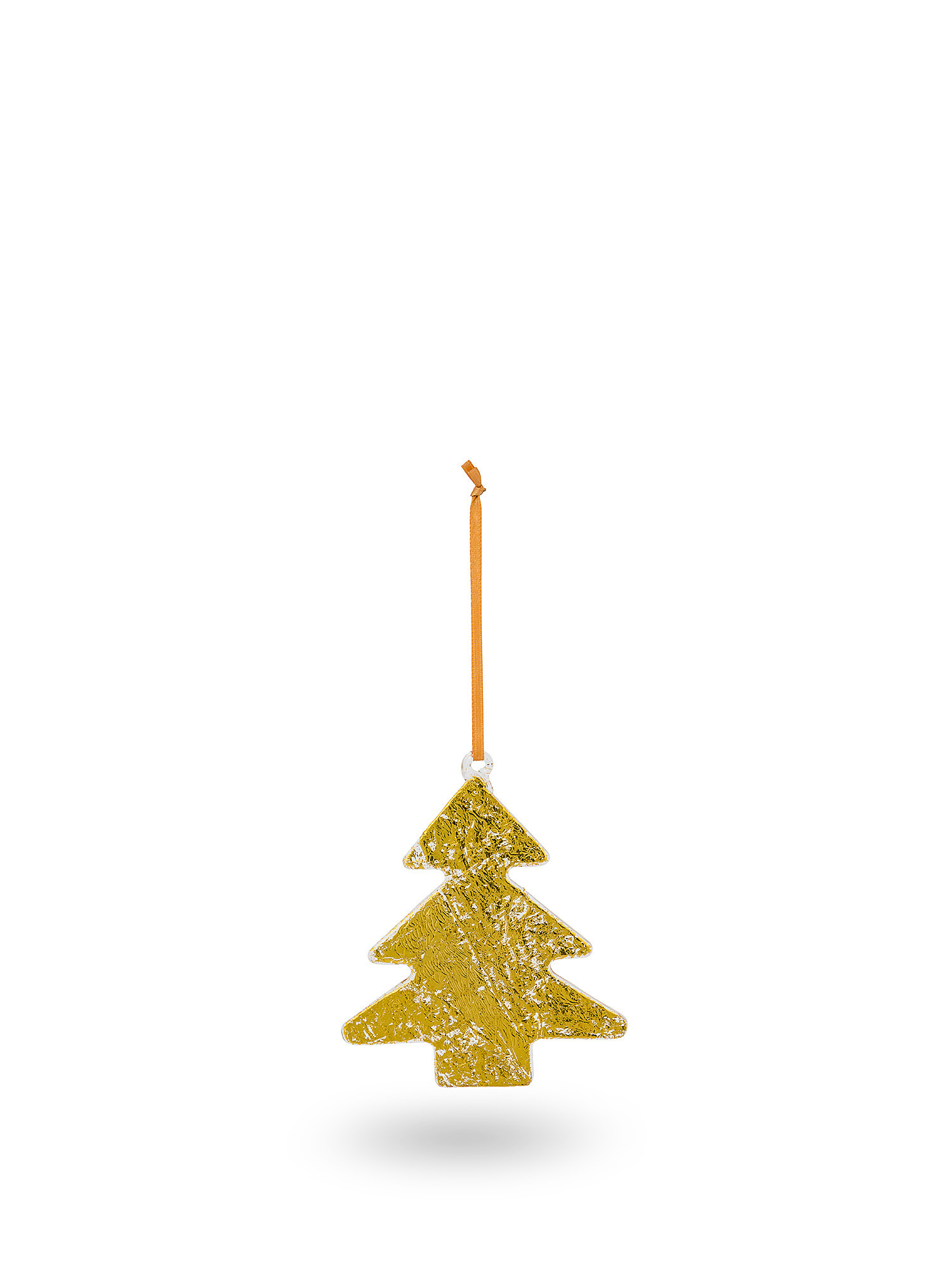 Hand-decorated glass tree decoration, Gold, large image number 0