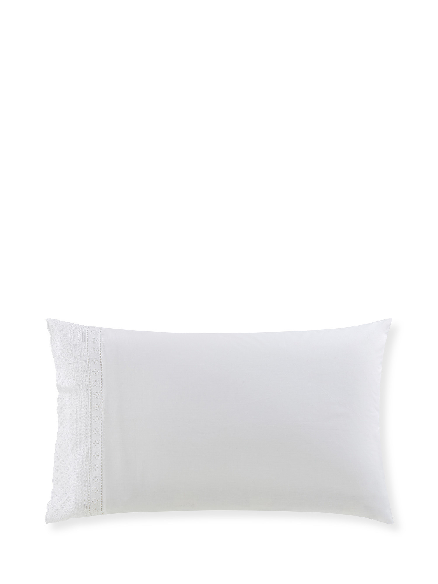 Portofino Sangallo lace pillowcase in 100% cotton percale, White, large image number 0