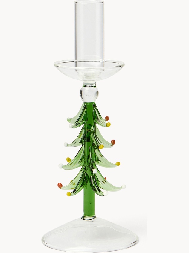 Candeliere in vetro borosilicato decoro albero