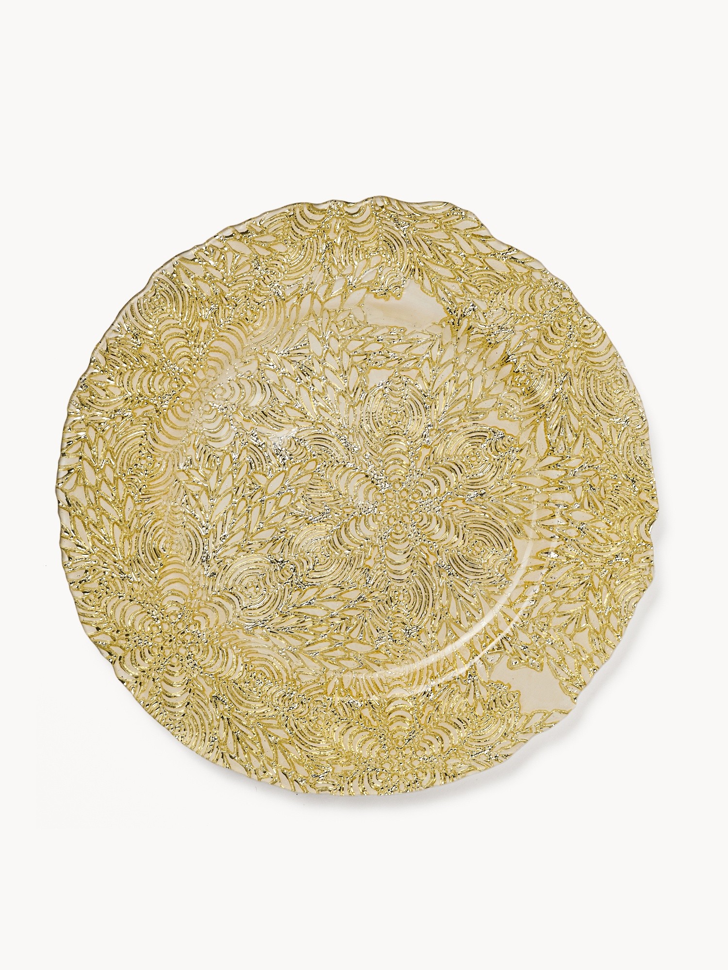 Glass charger plate with macram&eacute;-style decoration, Gold, large image number 0