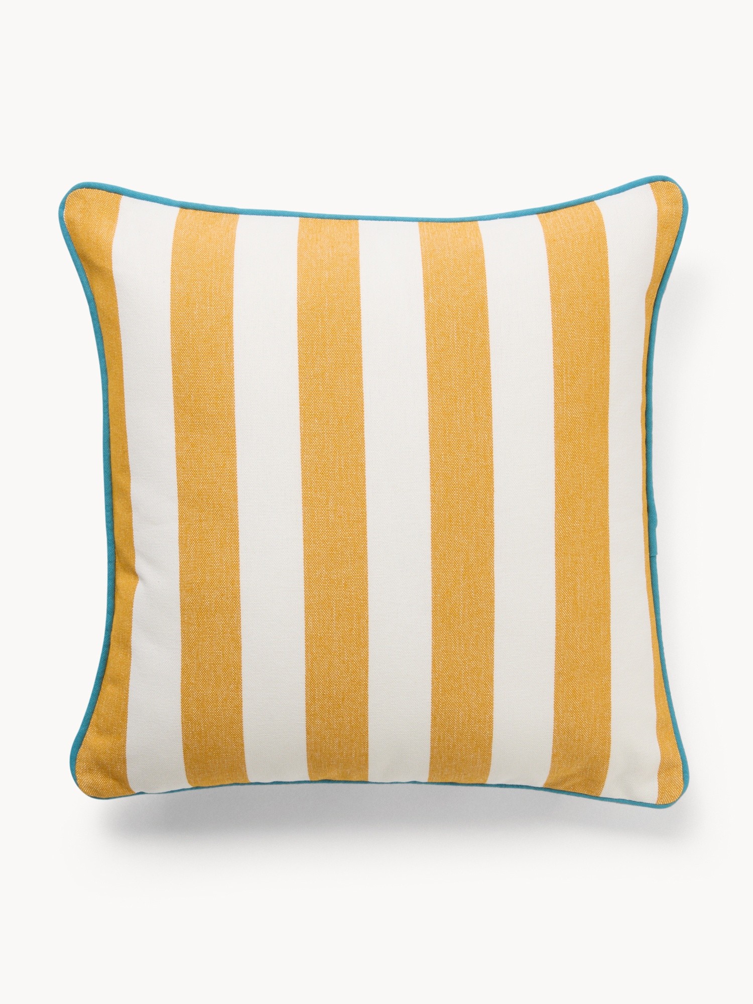 Striped Cushion with Contrast Overlock 45x45cm - Introductory Price, Yellow, large image number 0