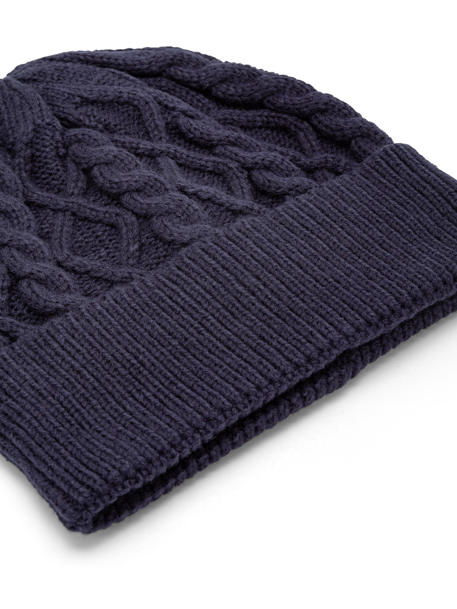 Luca D'Altieri - Beanie with knitted pattern, Dark Blue, large image number 1