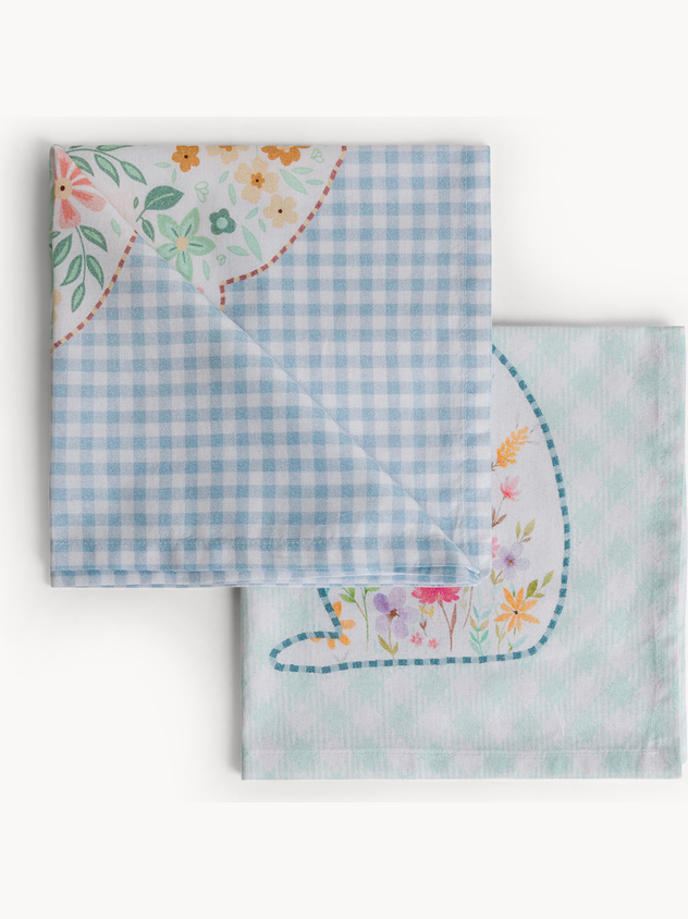 Set of 2 bunny print cotton napkins