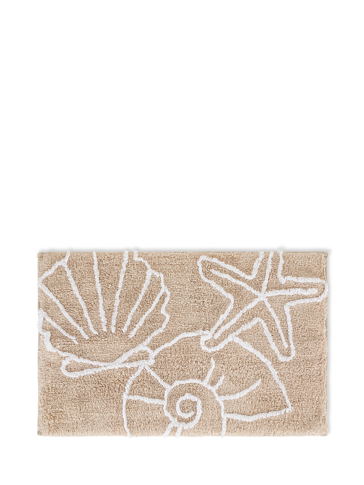 Cotton bath rug with shell motif, Beige, large image number 0