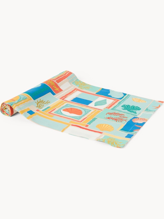 Cotton Panama Table Runner with Geometric Print - Introductory Price