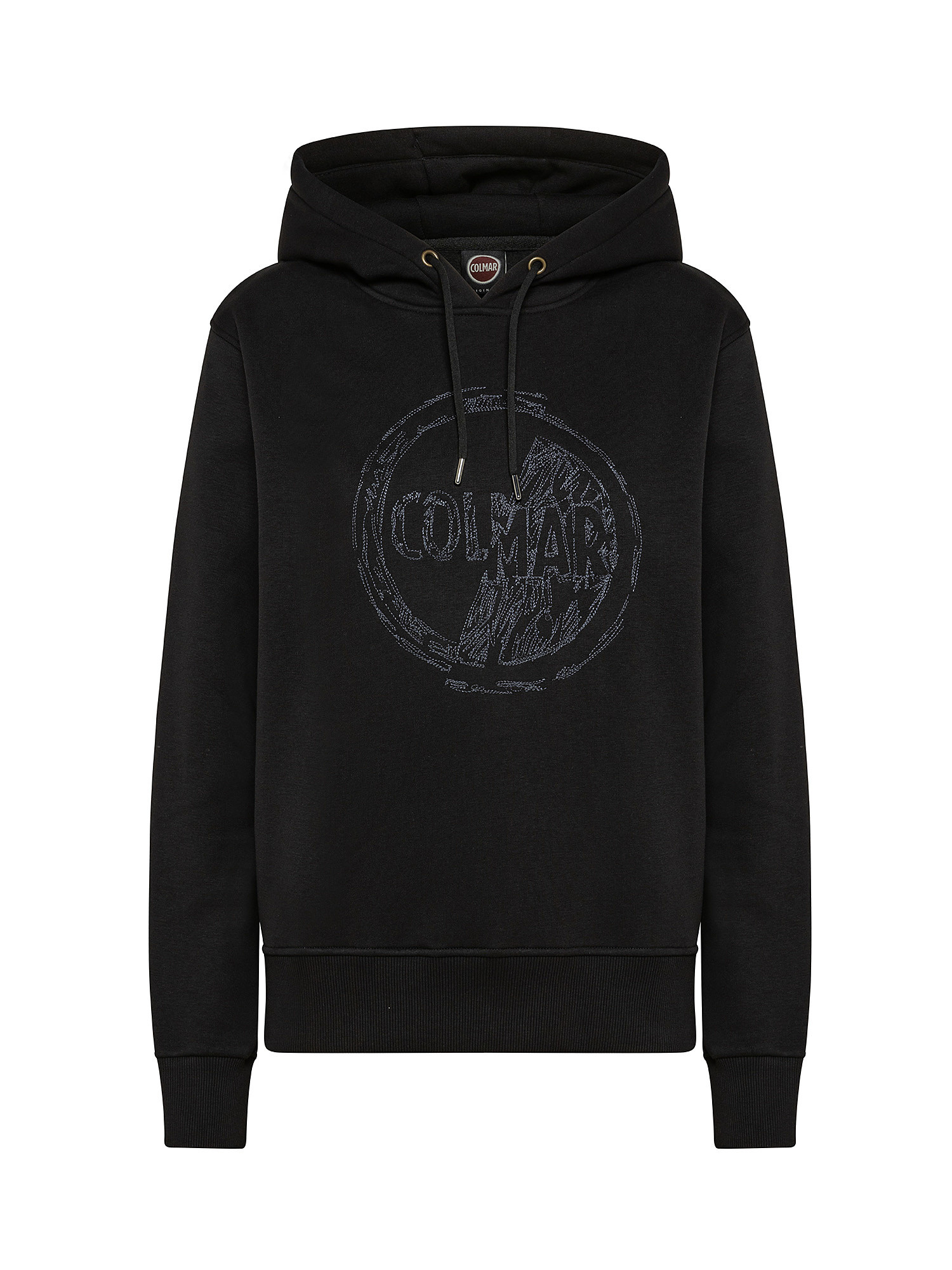 Hoodie sweatshirt with embroidery on chest, Black, large image number 0