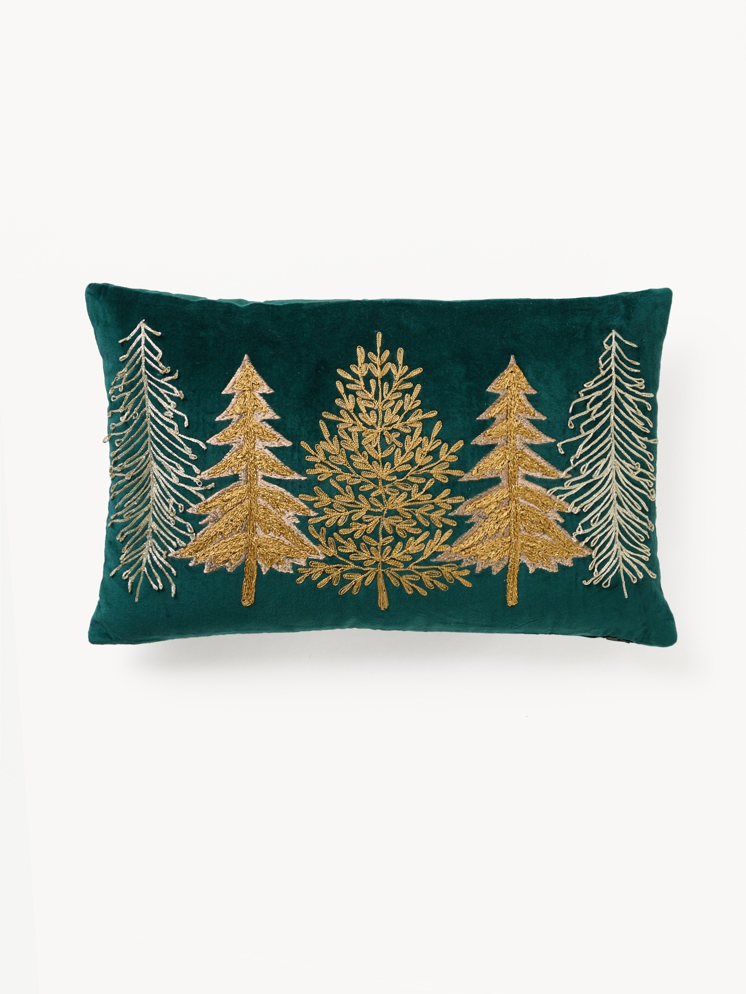 Cushion with embroidered trees 30x50cm, Green, large image number 0