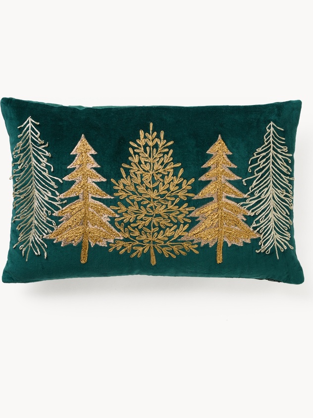 Cushion with embroidered trees 30x50cm