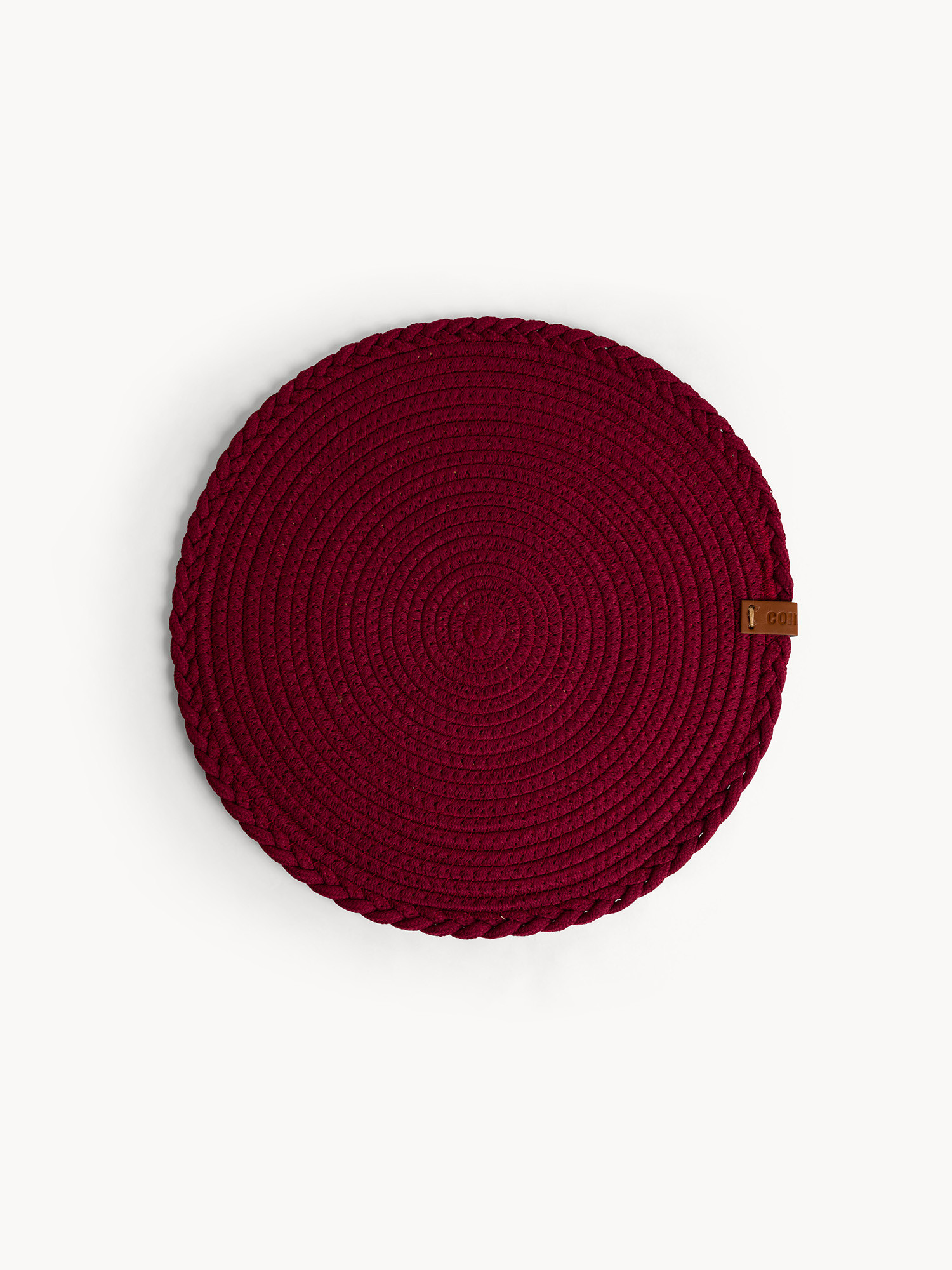 Tovaglietta con bordo in corda, Rosso bordeaux, large image number 0